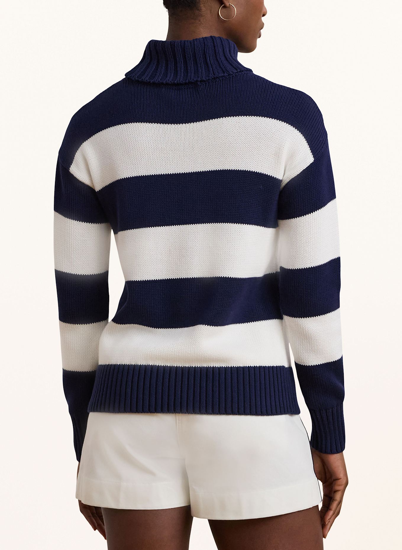 LAUREN RALPH LAUREN Turtleneck sweater: DARK BLUE/ WHITE