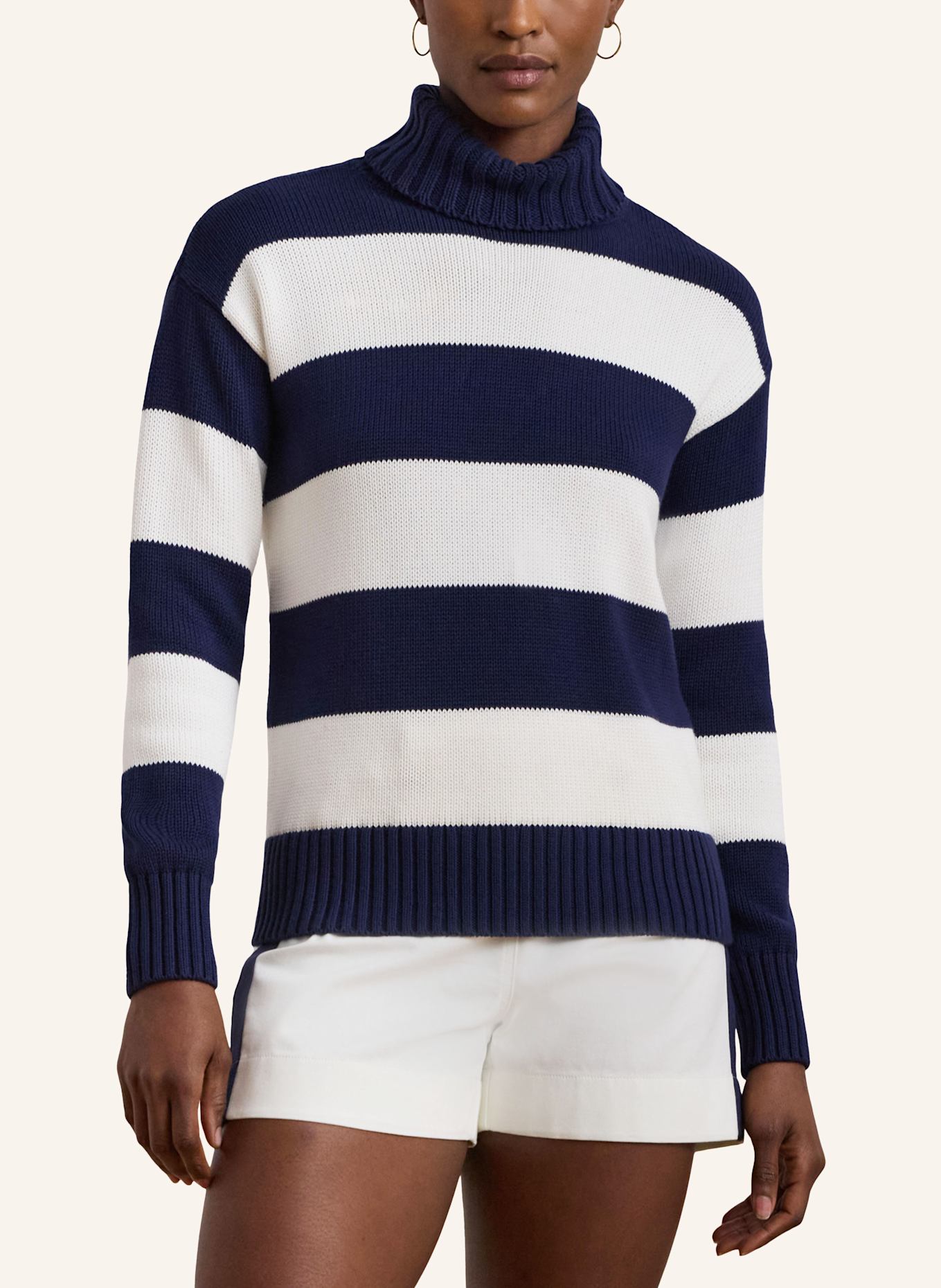 LAUREN RALPH LAUREN Turtleneck sweater: DARK BLUE/ WHITE