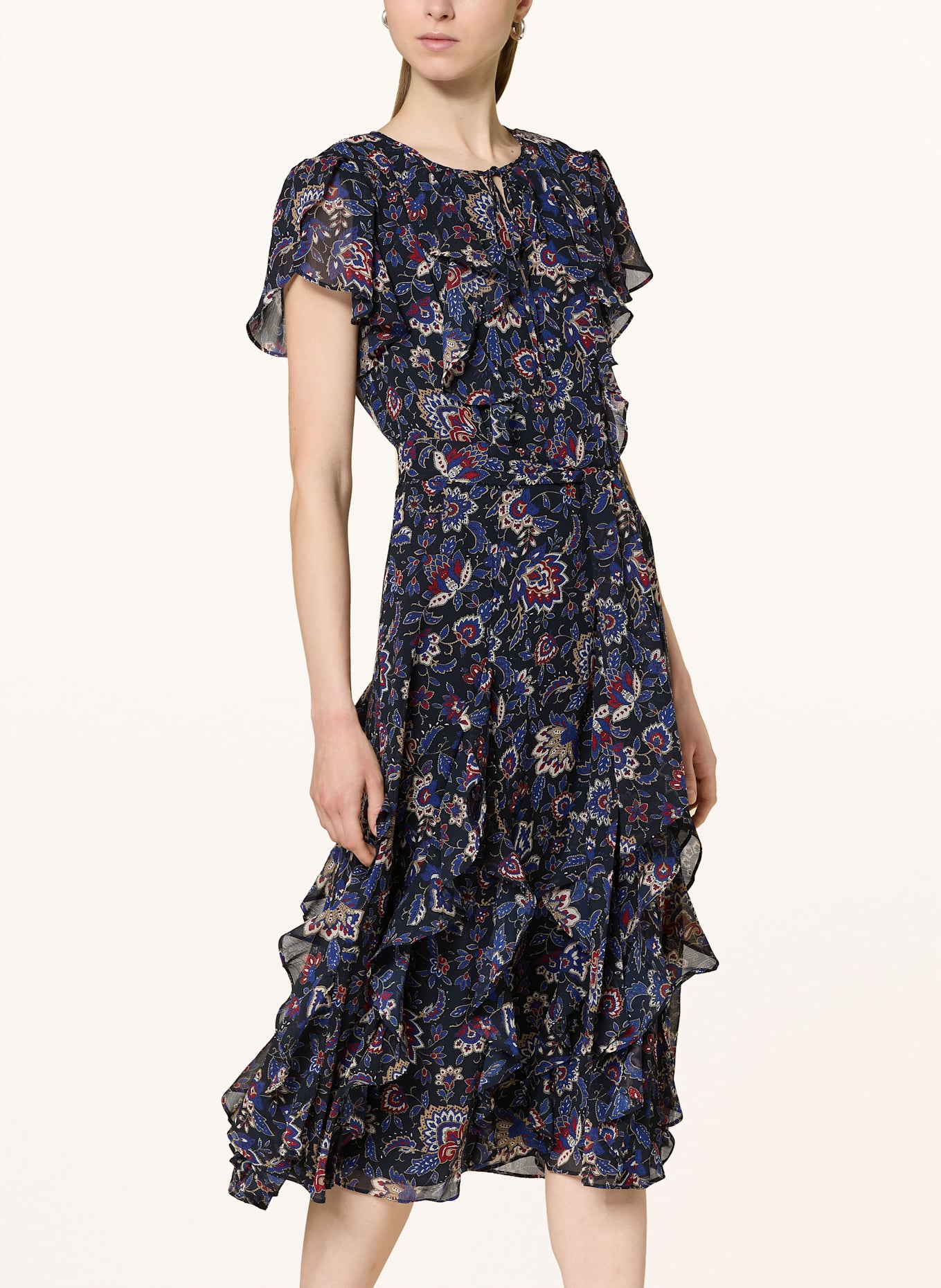 LAUREN RALPH LAUREN Dress with frills in dark blue blue red