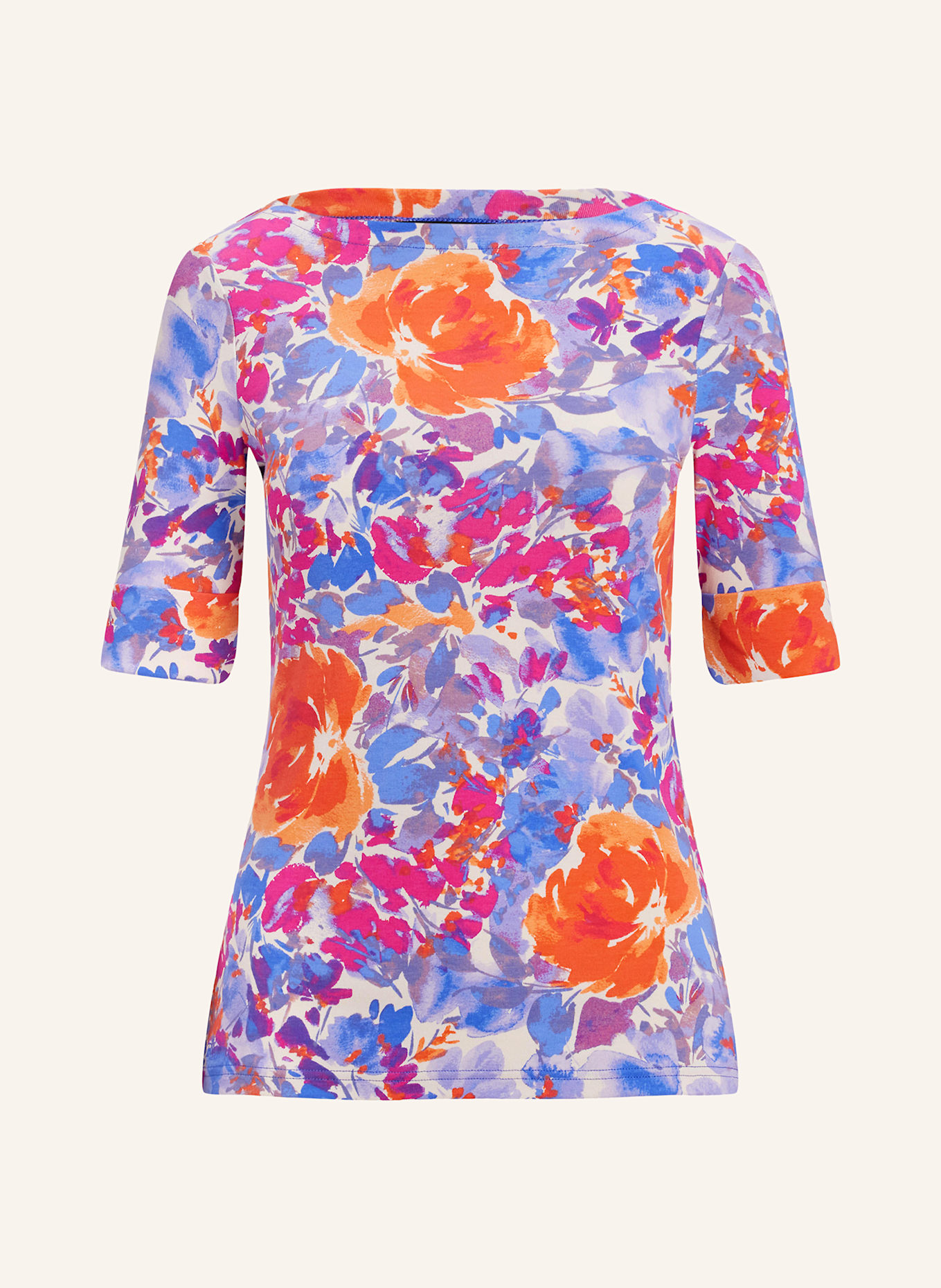 LAUREN RALPH LAUREN Tričko: SVĚTLE FIALOVÁ / TMAVĚ MODRÁ / ORANŽOVÁ