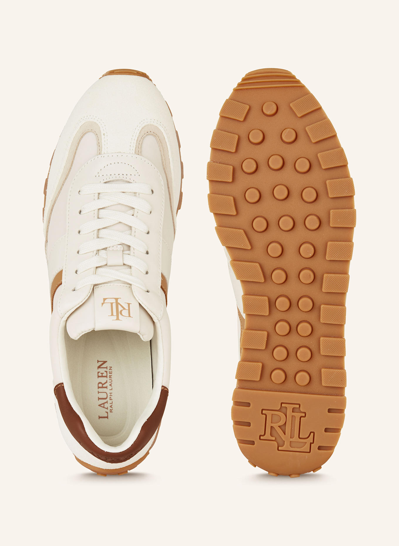 LAUREN RALPH LAUREN Sneakersy: KREMOWY / JASNOBRĄZOWY / BRĄZOWY