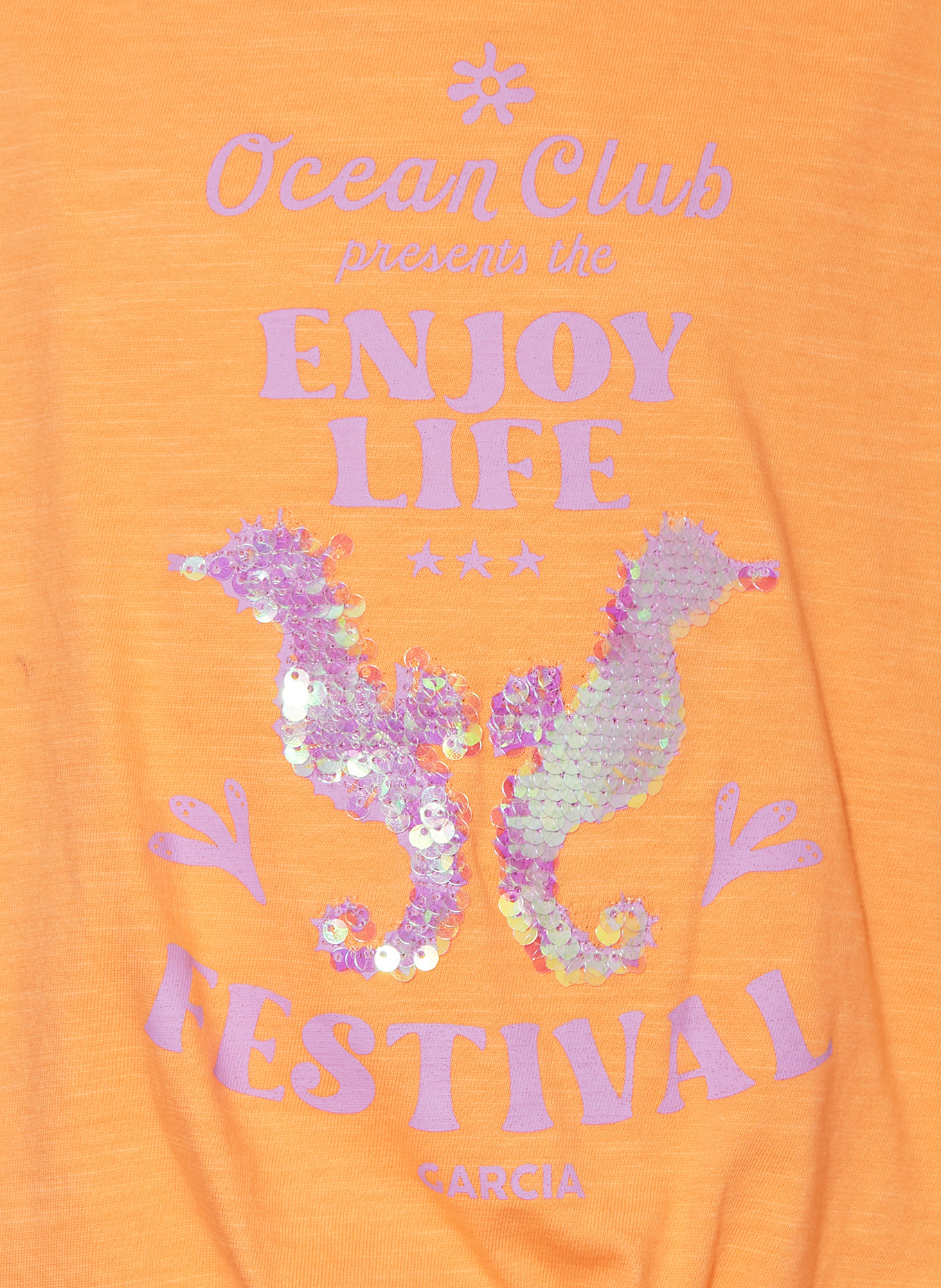 GARCIA Tričko s flitry: ORANŽOVÁ / SVĚTLE FIALOVÁ