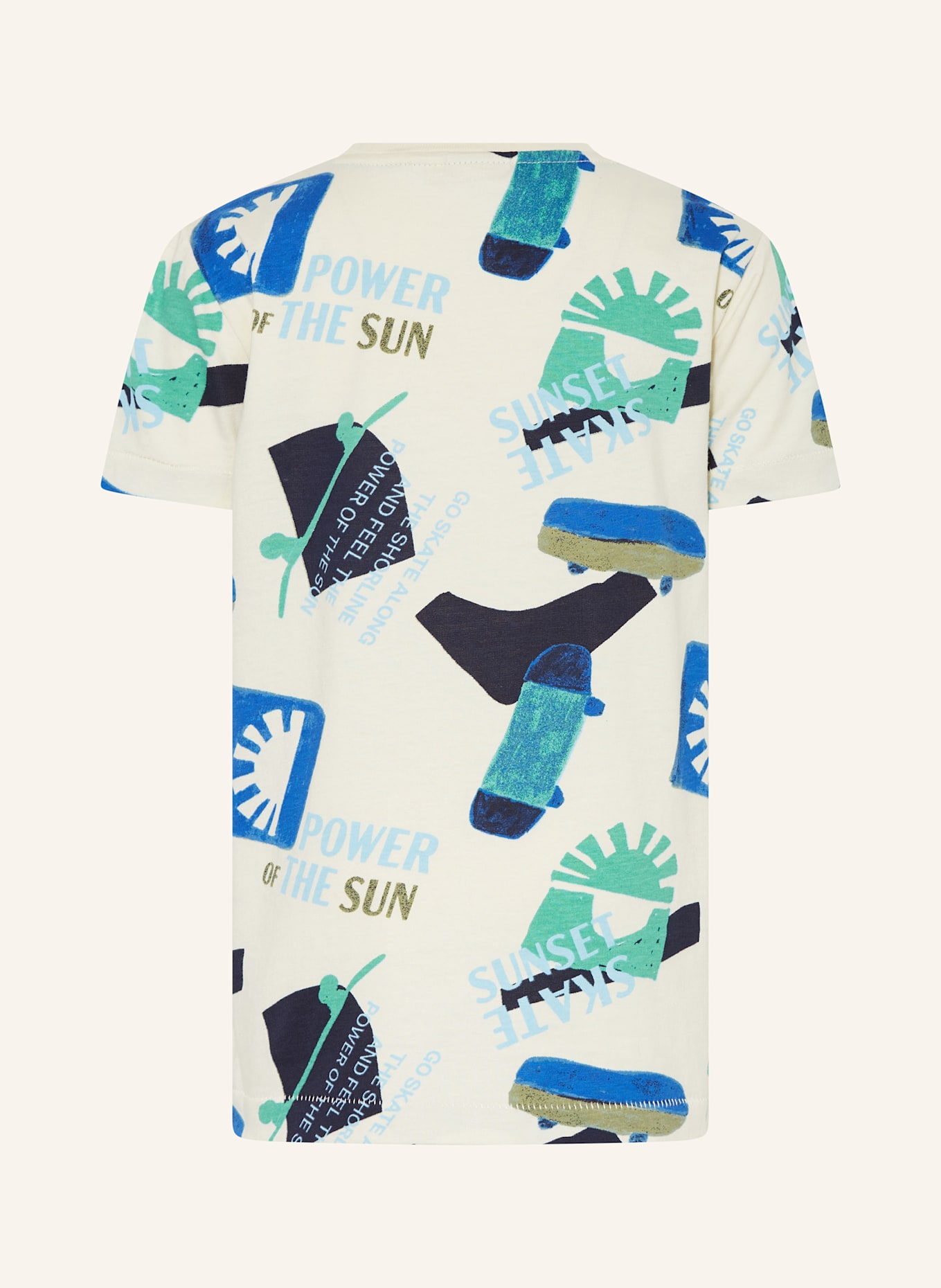 GARCIA Tričko: KRÉMOVÁ / TMAVĚ MODRÁ / ZELENÁ