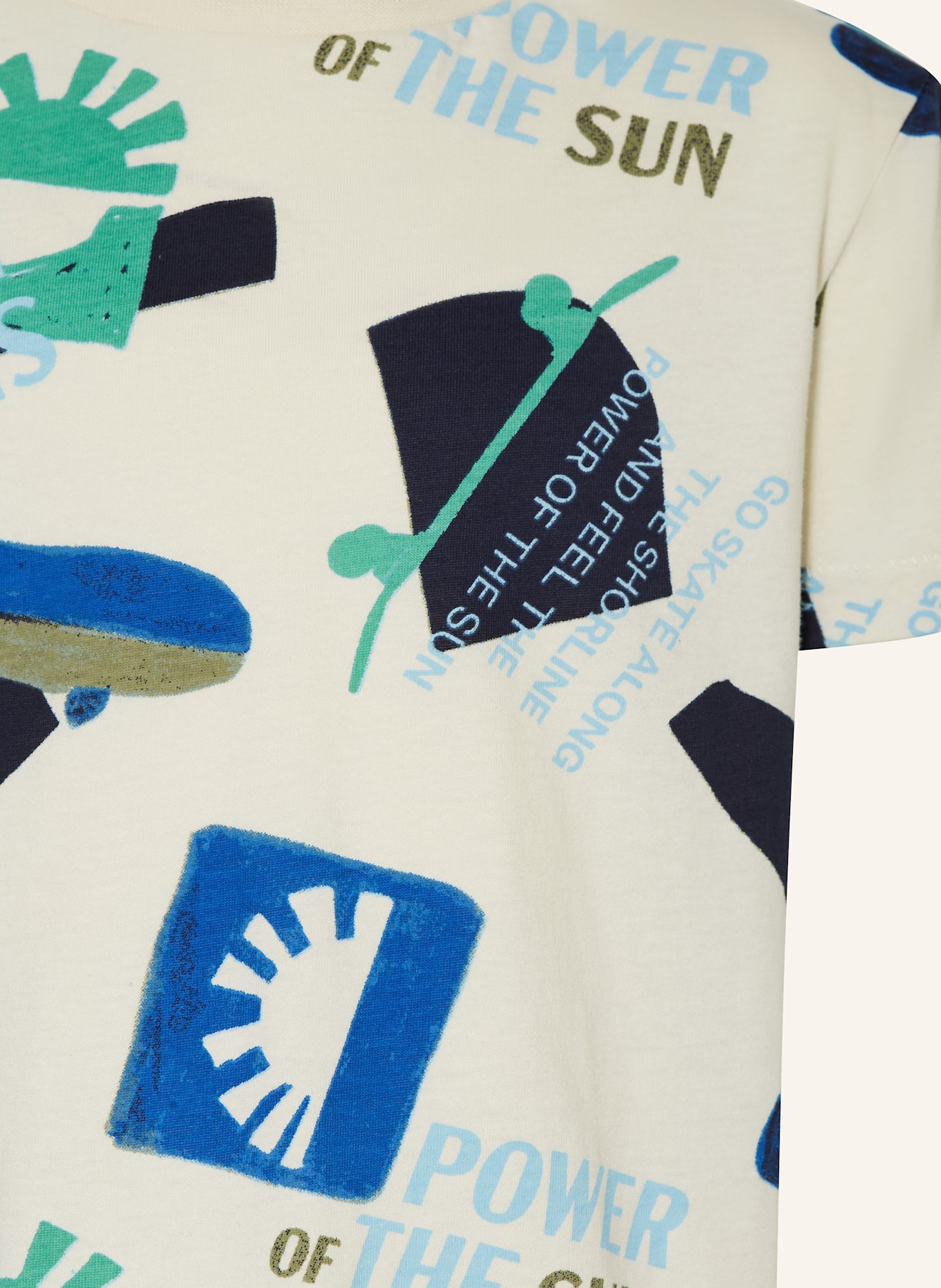 GARCIA Tričko: KRÉMOVÁ / TMAVĚ MODRÁ / ZELENÁ