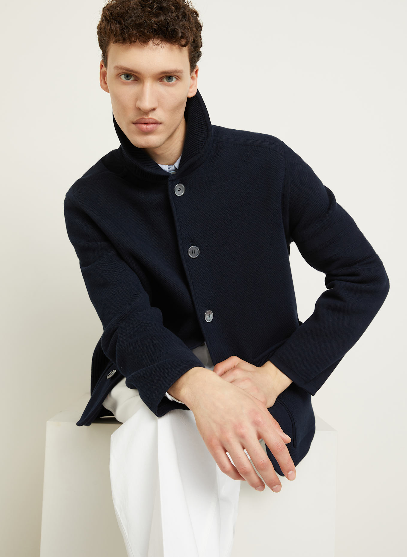 THOM BROWNE. Strickjacke: DUNKELBLAU