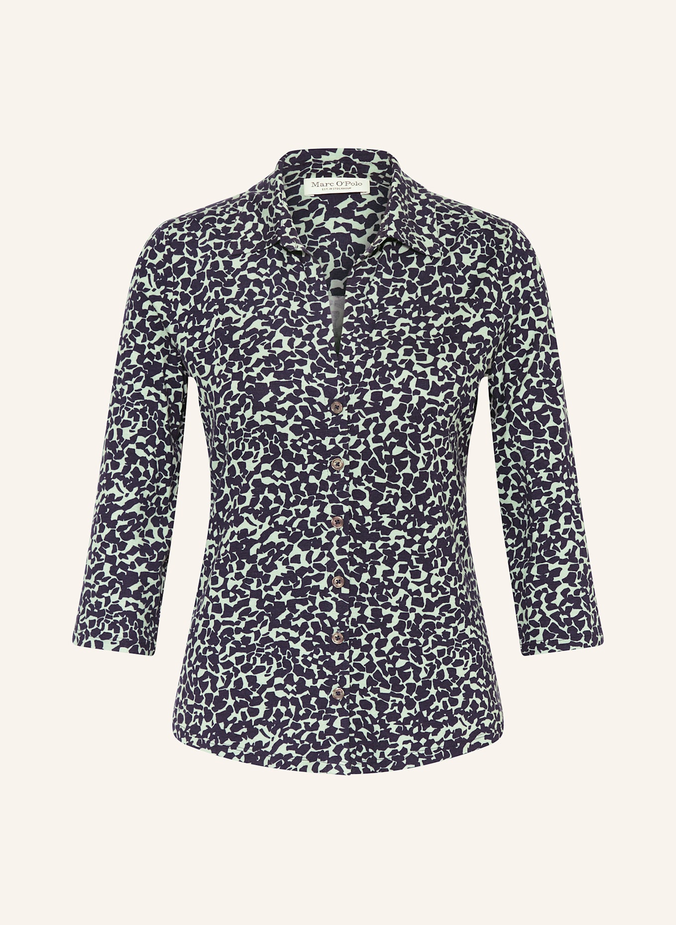 Marc O'Polo Koszula z rękawami 3/4 z dżerseju: GRANATOWY / MIĘTOWY