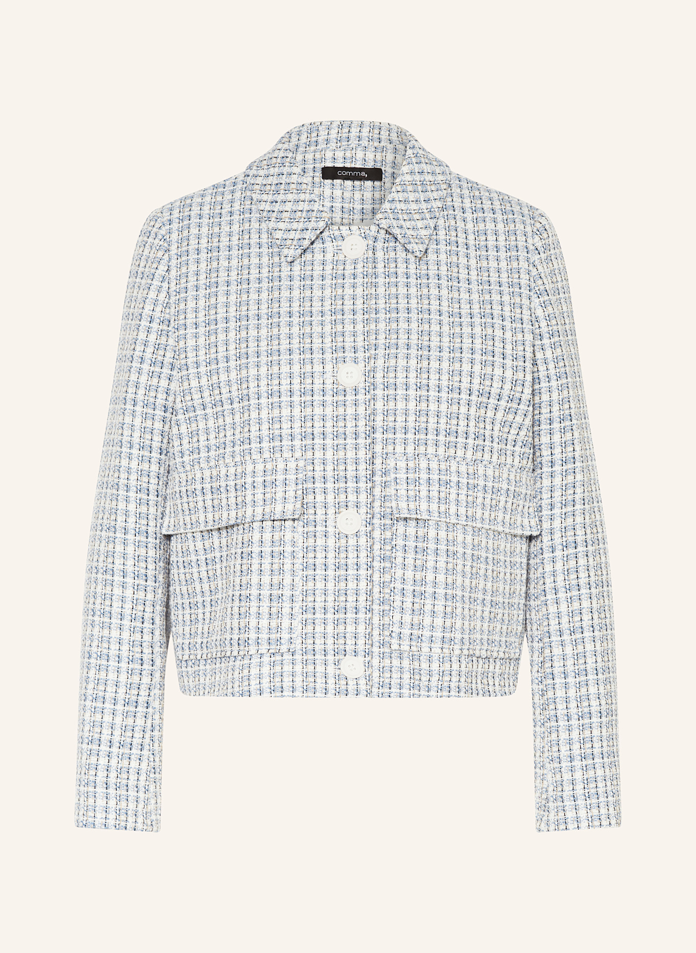 comma Tweed box jacket in light blue/ white/ beige