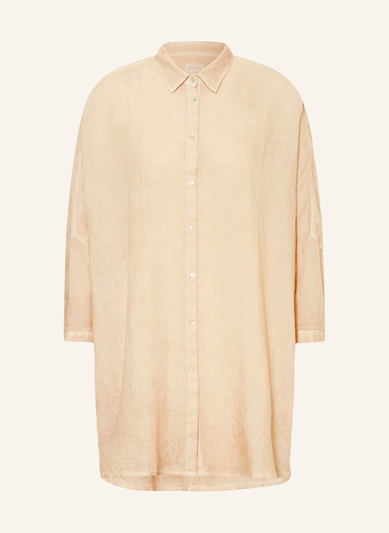 120%lino Oversized-Hemdbluse aus Leinen mit 3/4-Arm: BEIGE