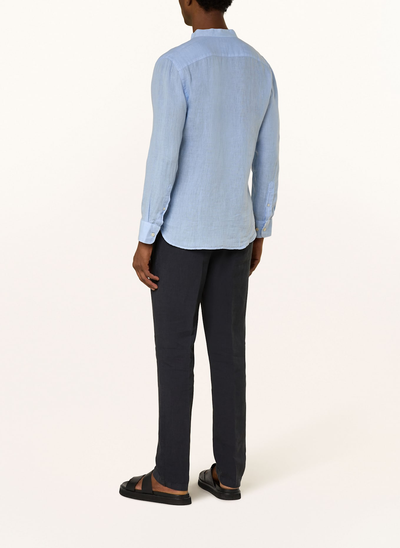 120%lino Leinenhemd Slim Fit mit Stehkragen: HELLBLAU