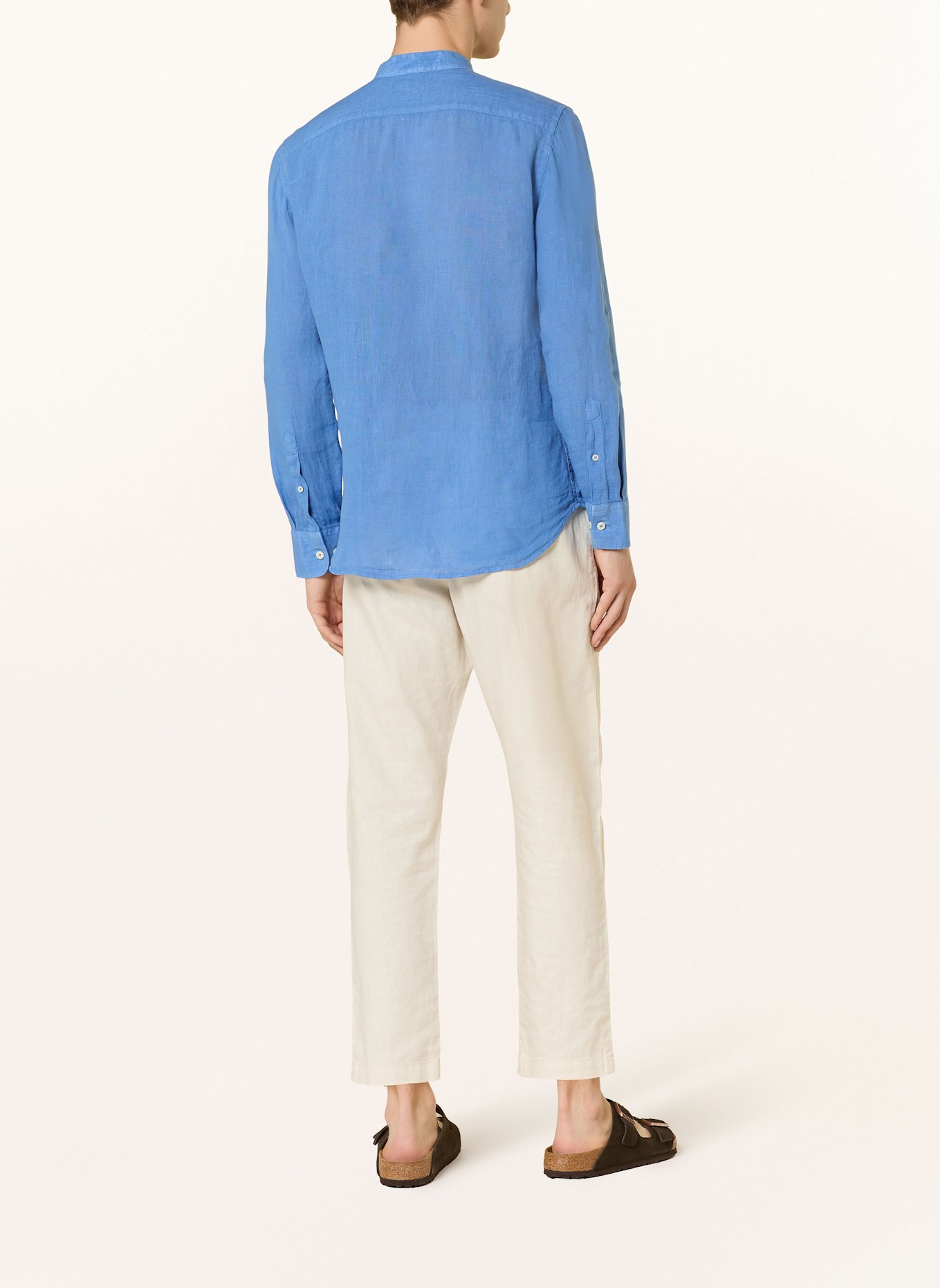 120%lino Leinenhemd Slim Fit mit Stehkragen: BLAU
