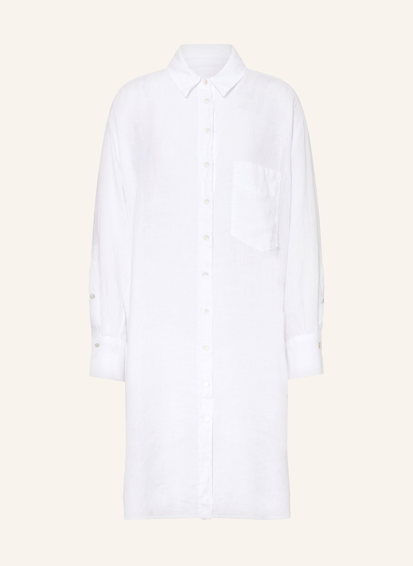 120%lino Hemdblusenkleid aus Leinen: WEISS