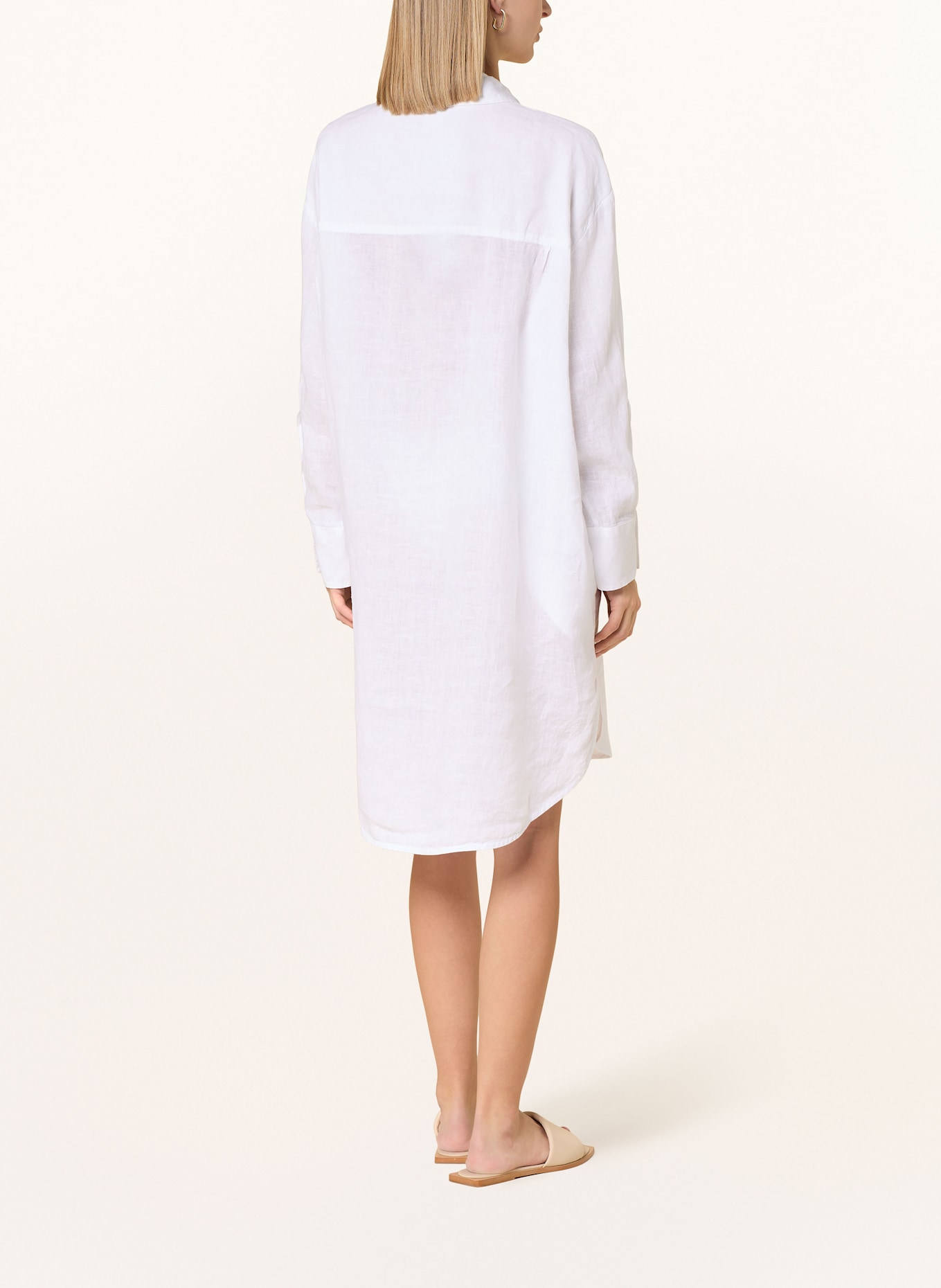120%lino Hemdblusenkleid aus Leinen: WEISS
