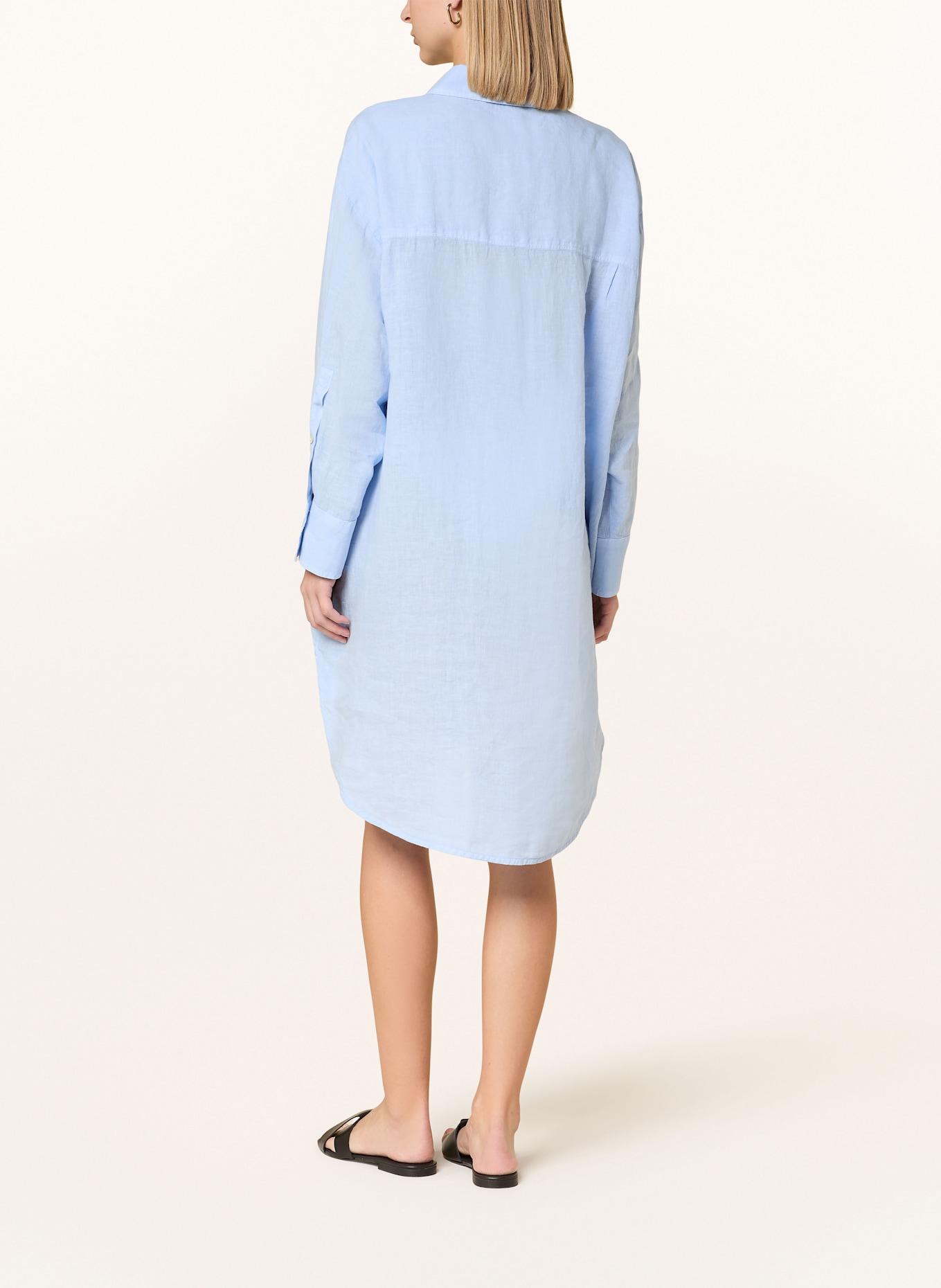 120%lino Hemdblusenkleid aus Leinen: HELLBLAU