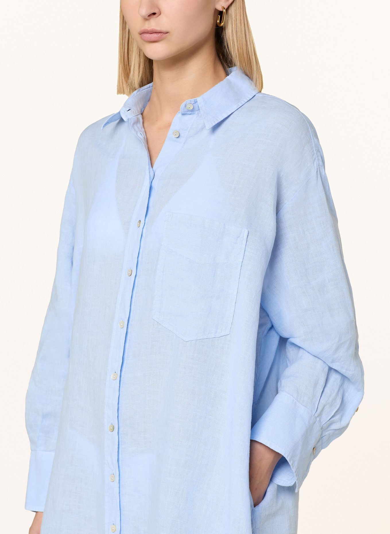 120%lino Hemdblusenkleid aus Leinen: HELLBLAU