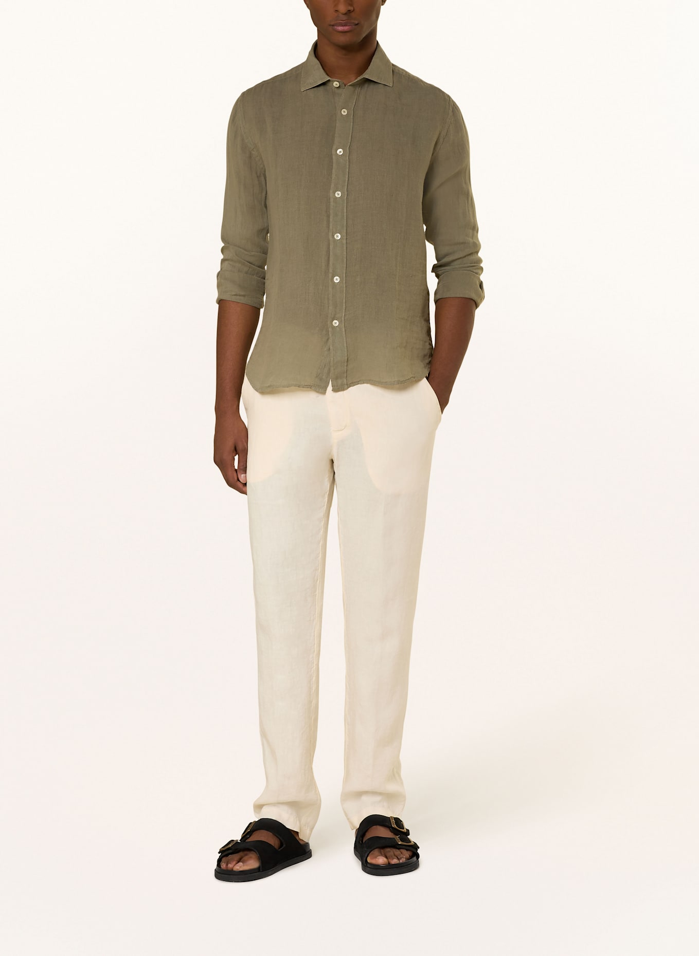120%lino Leinenhemd Slim Fit: GRÜN