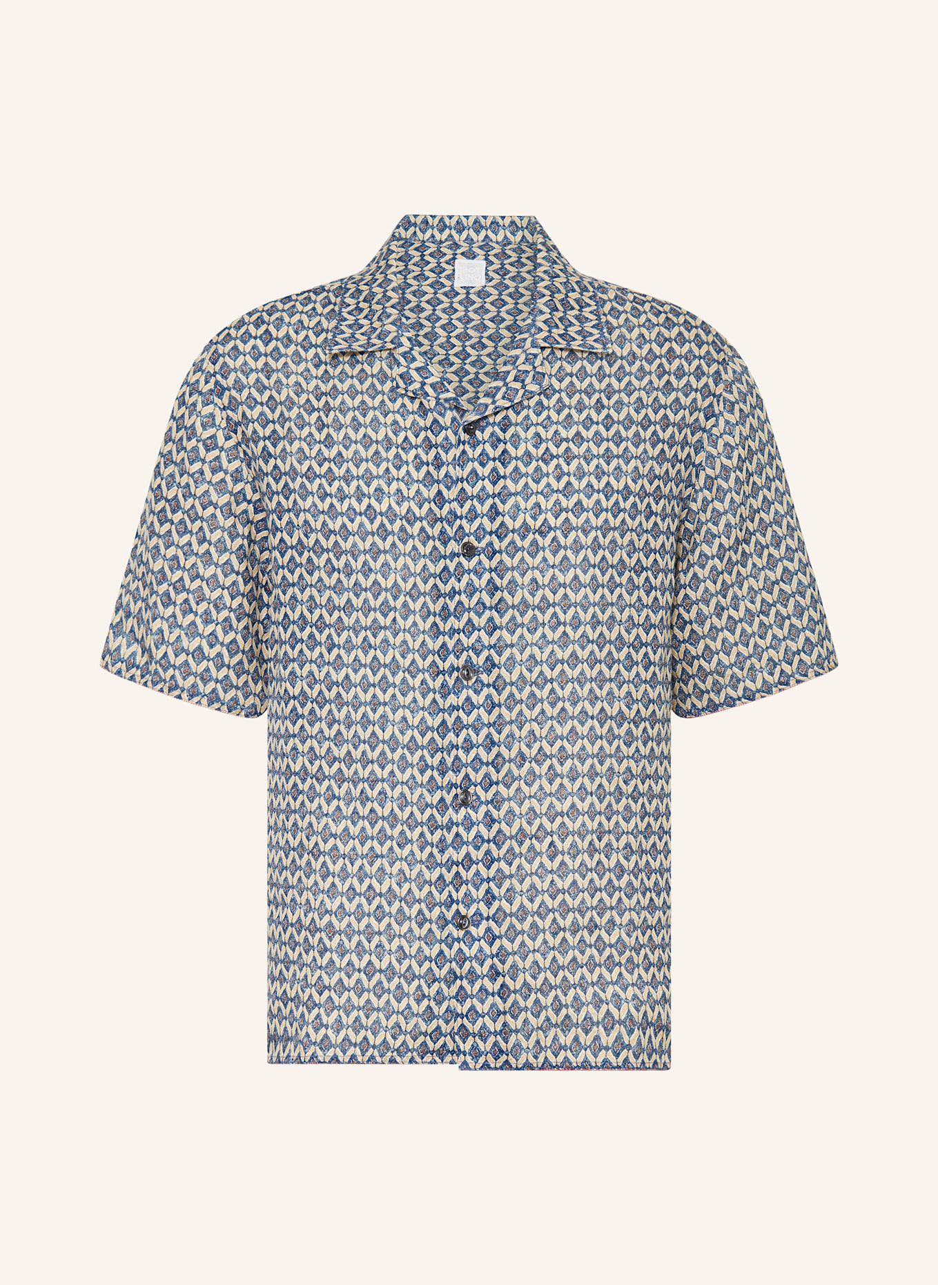 120%lino Resorthemd Regular Fit aus Leinen: DUNKELBLAU/ BEIGE/ BRAUN
