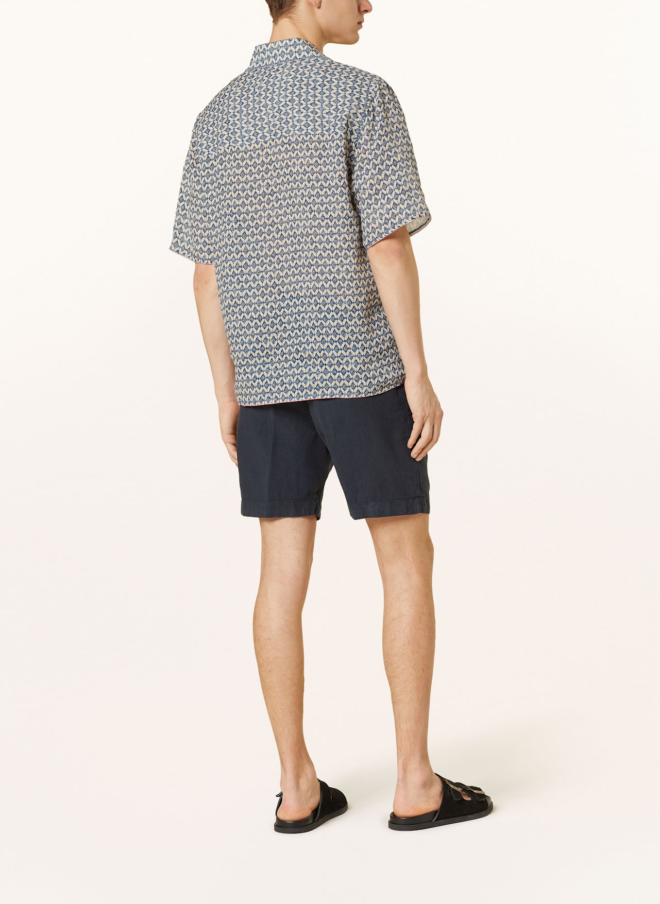 120%lino Resorthemd Regular Fit aus Leinen: DUNKELBLAU/ BEIGE/ BRAUN