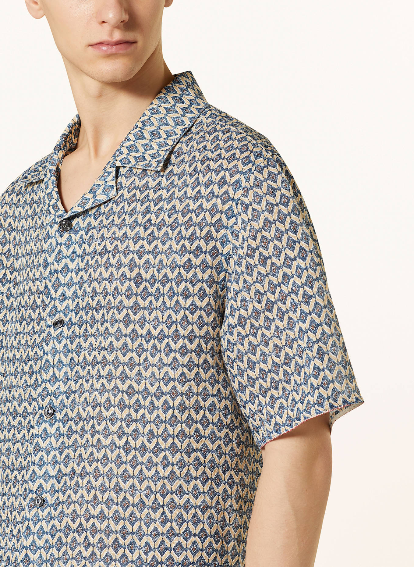 120%lino Resorthemd Regular Fit aus Leinen: DUNKELBLAU/ BEIGE/ BRAUN