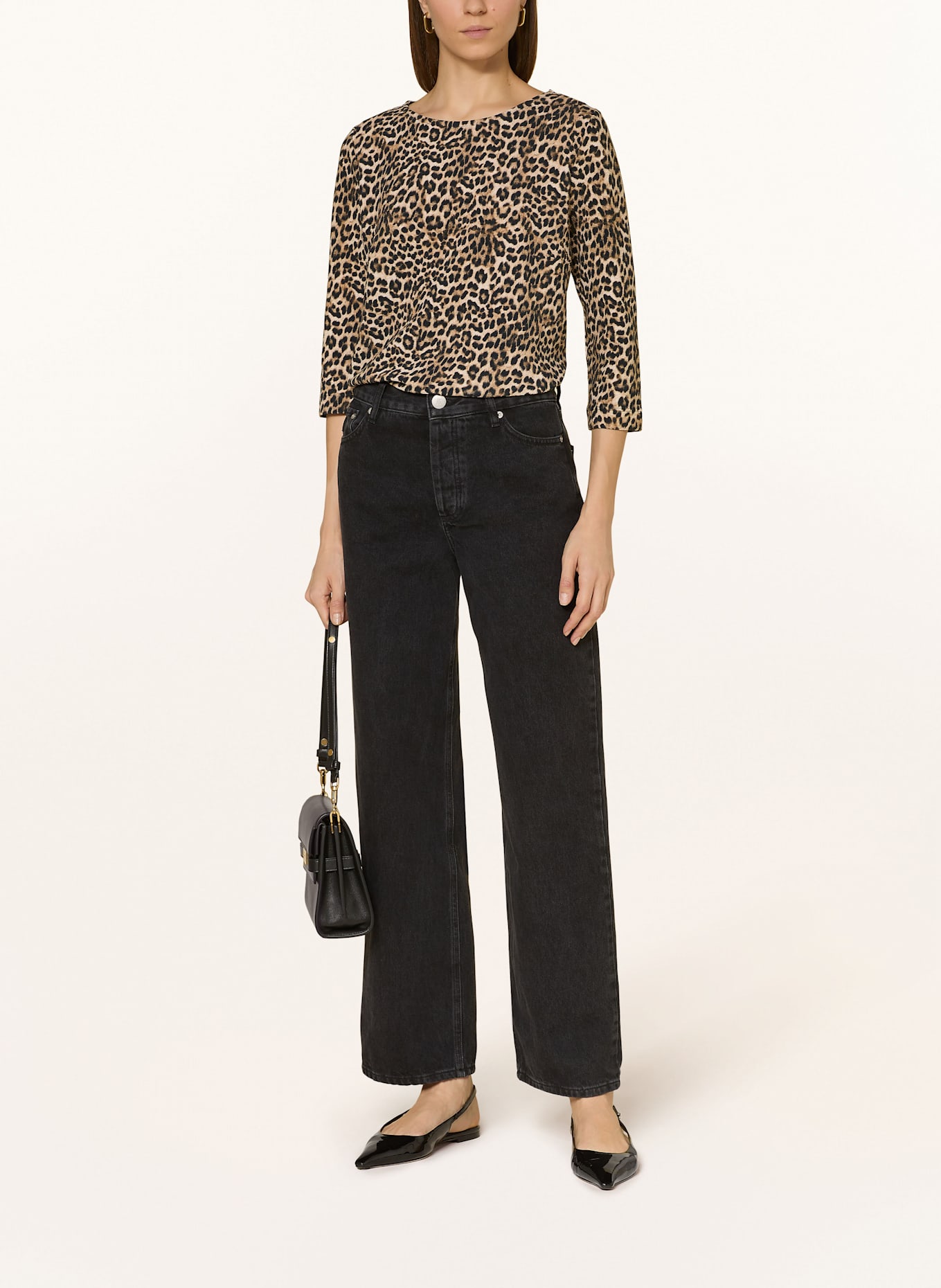 lilienfels Shirt mit 3/4-Arm: SCHWARZ / BEIGE / BRAUN