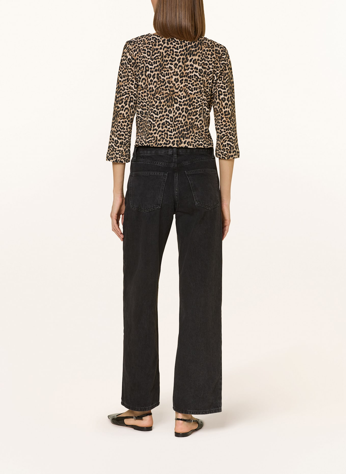 lilienfels Shirt mit 3/4-Arm: SCHWARZ / BEIGE / BRAUN