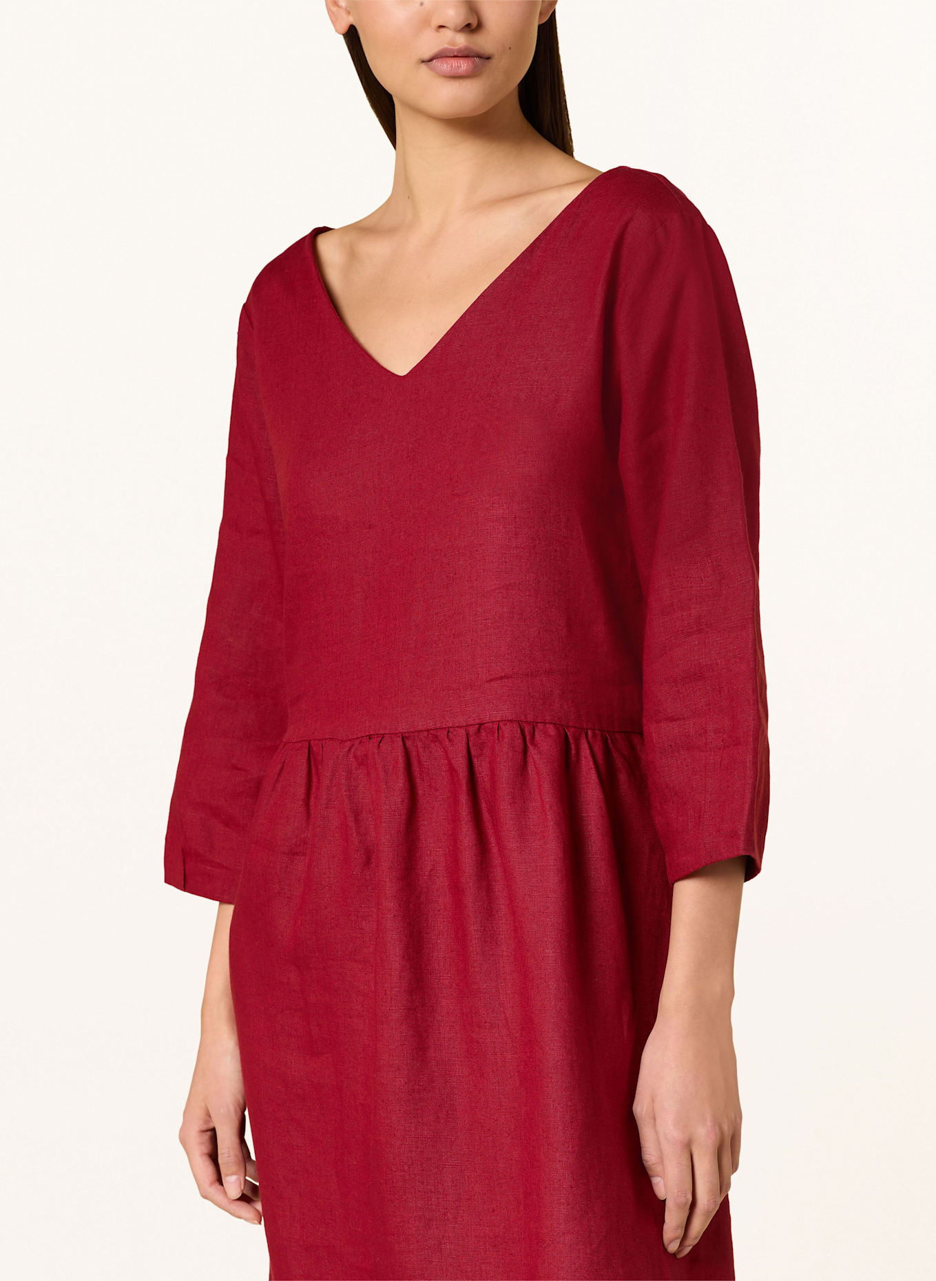 lilienfels Leinenkleid mit 3/4-Arm: DUNKELROT