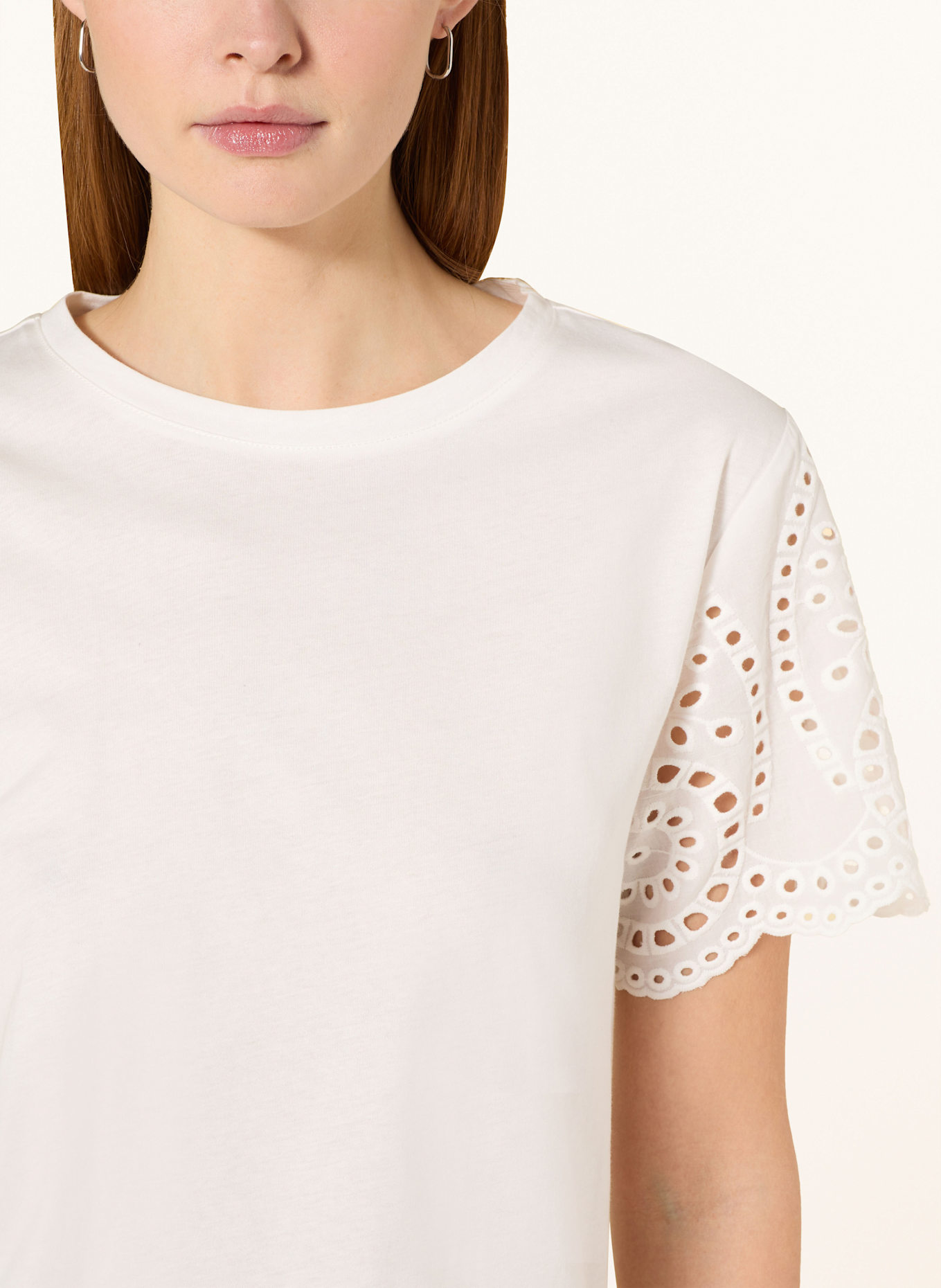 darling harbour T-Shirt mit Lochspitze: WEISS