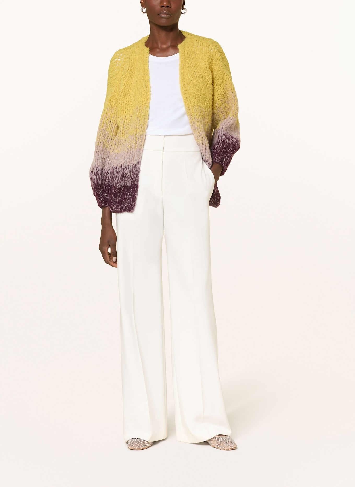 MAIAMI Strickhülle OMBRE aus Alpaka: DUNKELGELB / TAUPE / DUNKELROT