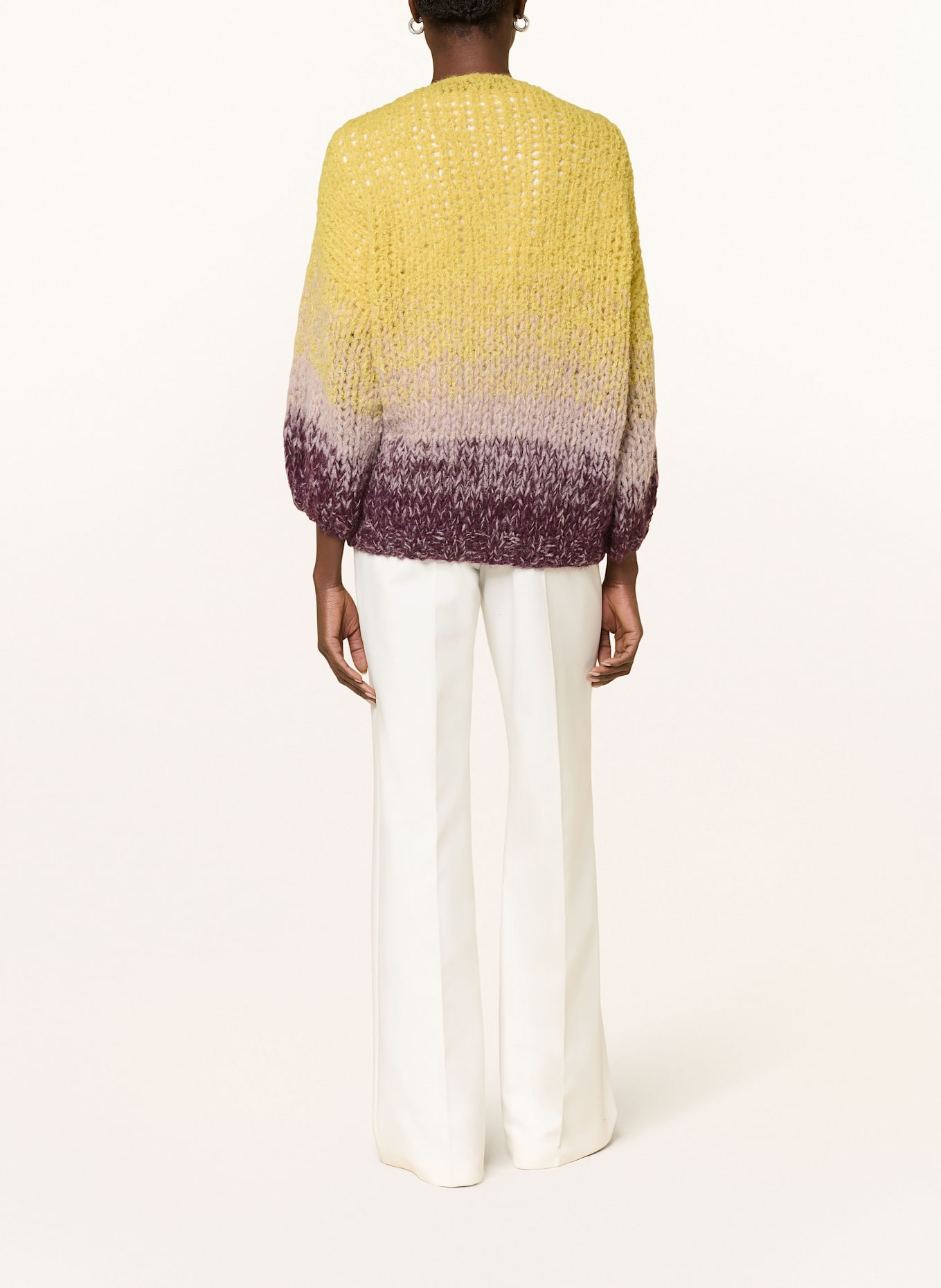 MAIAMI Strickhülle OMBRE aus Alpaka: DUNKELGELB / TAUPE / DUNKELROT