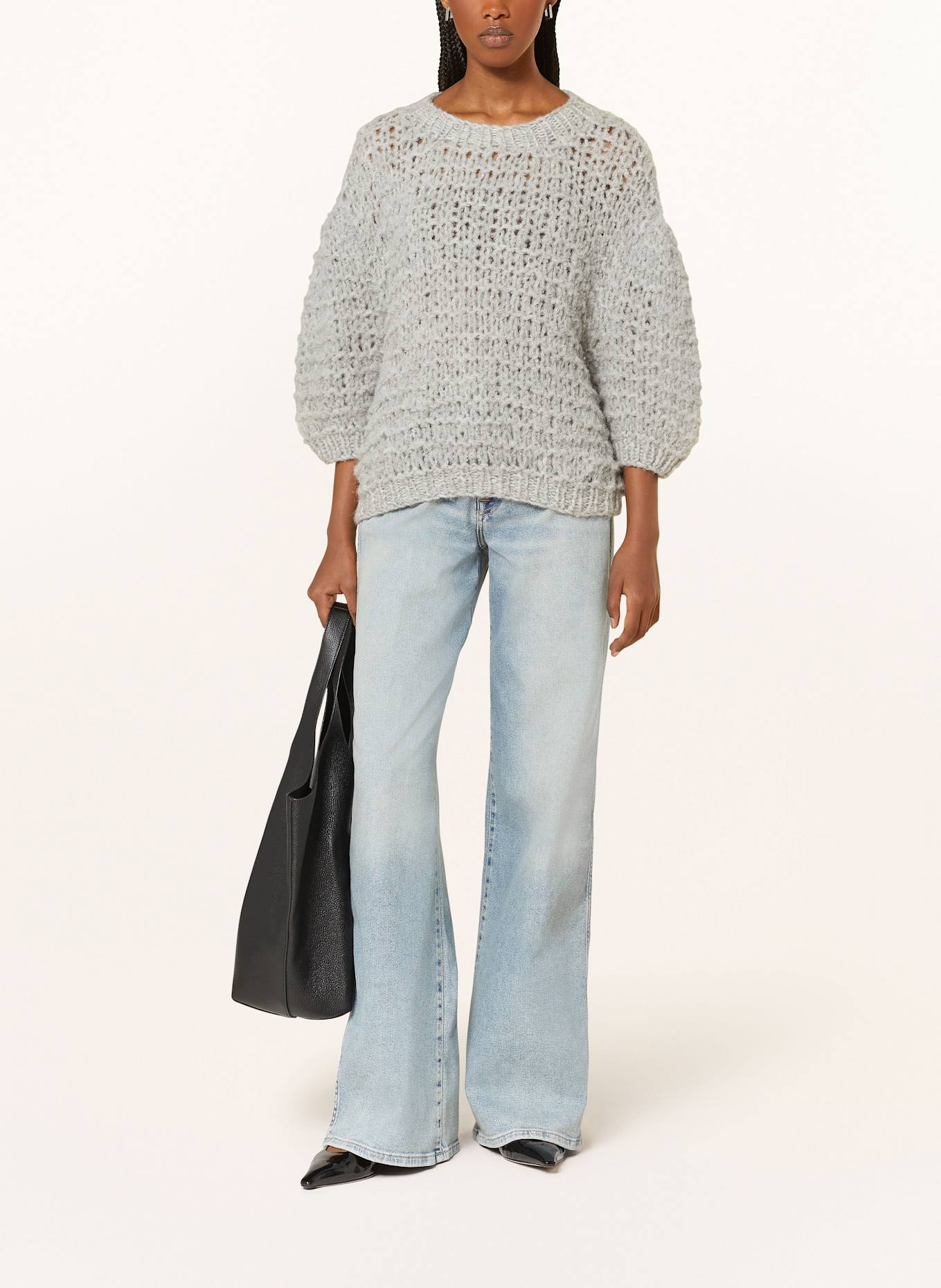 MAIAMI Alpaca sweater with 3/4 sleeves: GRAY