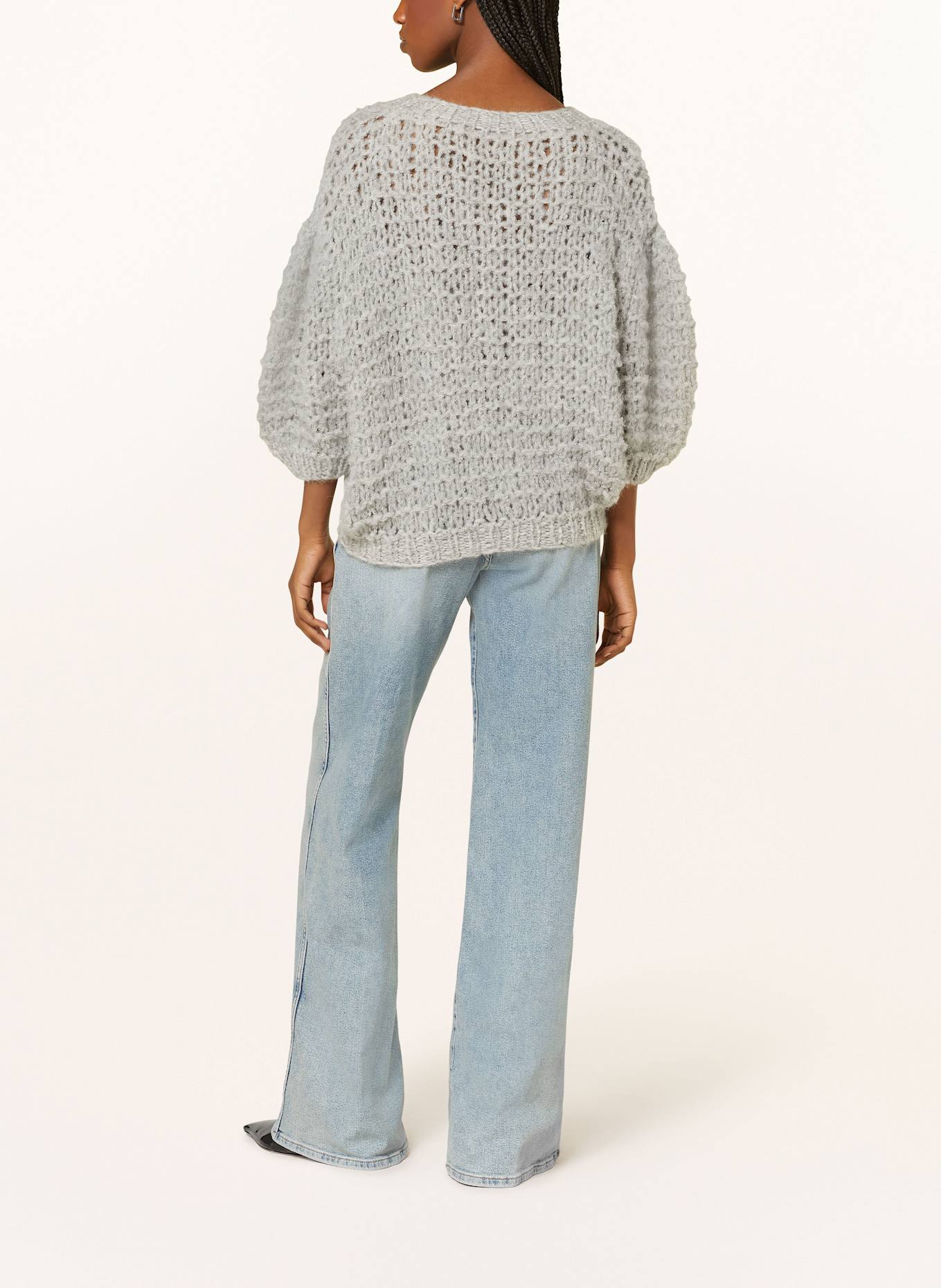 MAIAMI Alpaca sweater with 3/4 sleeves: GRAY