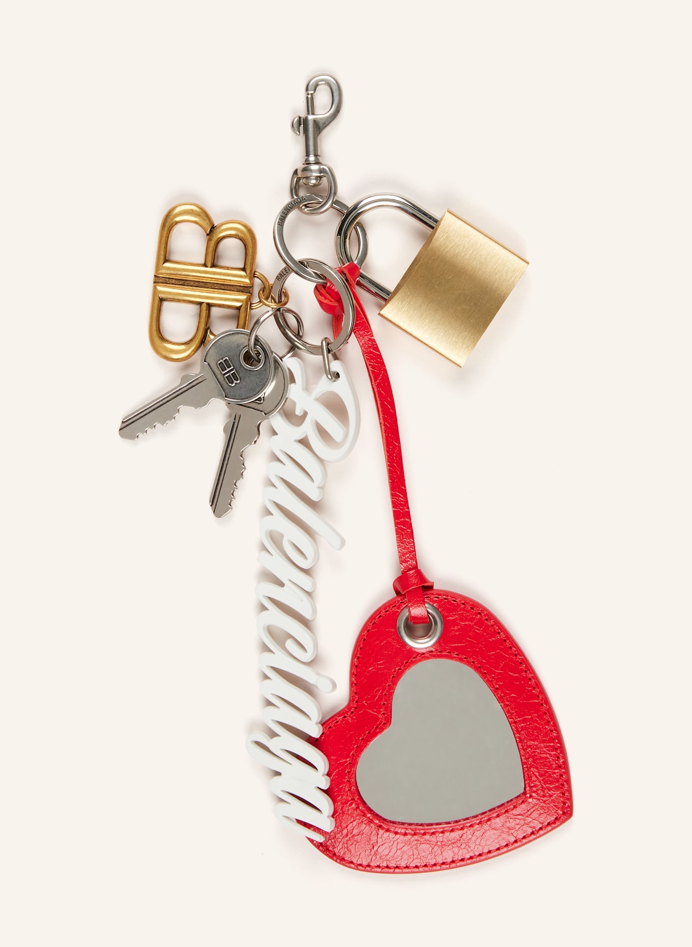 BALENCIAGA Schlüssel- und Taschenanhänger PALOMA: WEISS / ROT