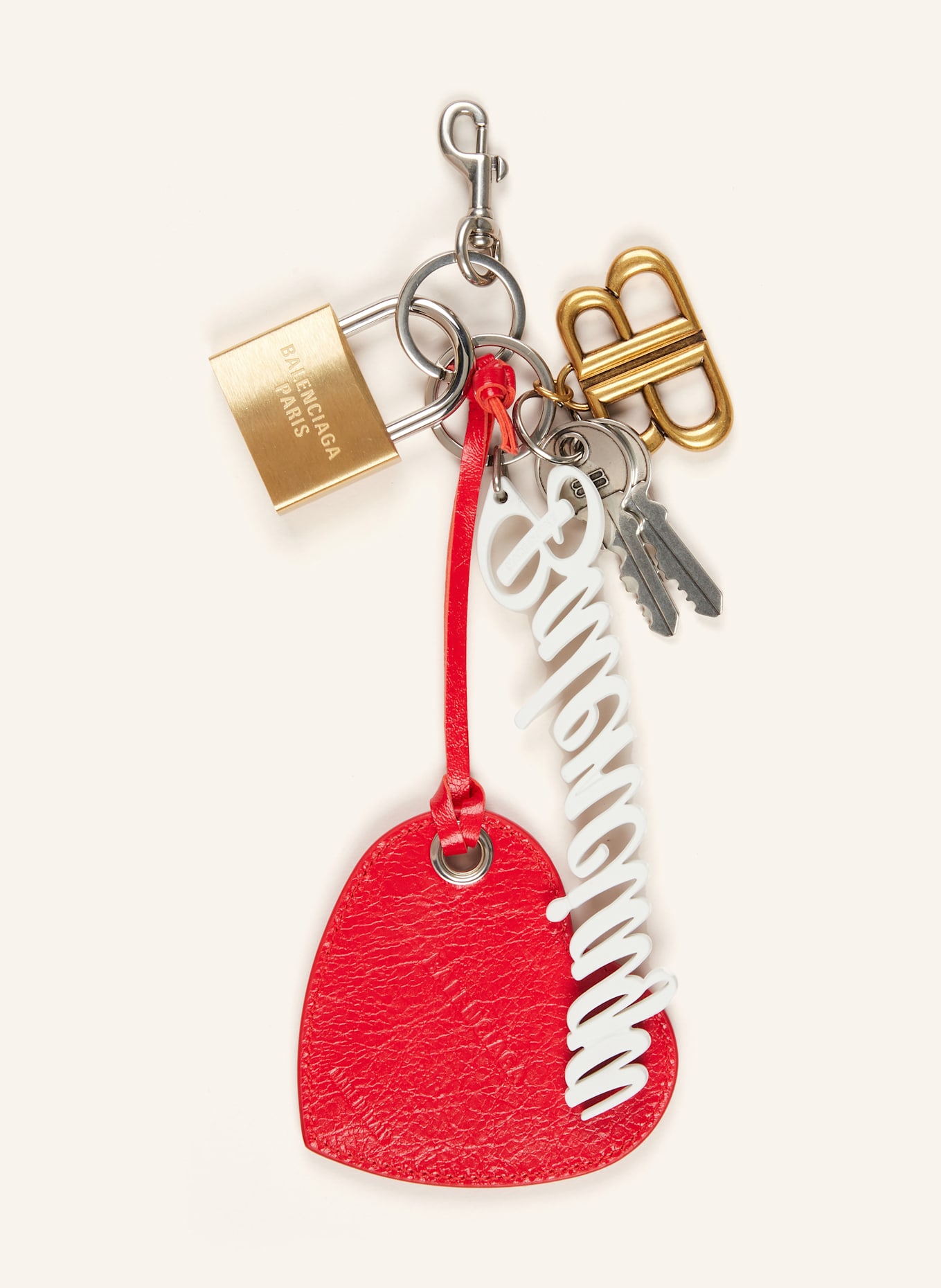 BALENCIAGA Schlüssel- und Taschenanhänger PALOMA: WEISS / ROT