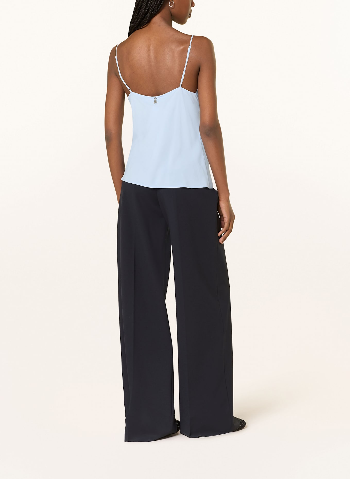 PATRIZIA PEPE Bluzka bez rękawów z dziurkowaną koronką: JASNONIEBIESKI