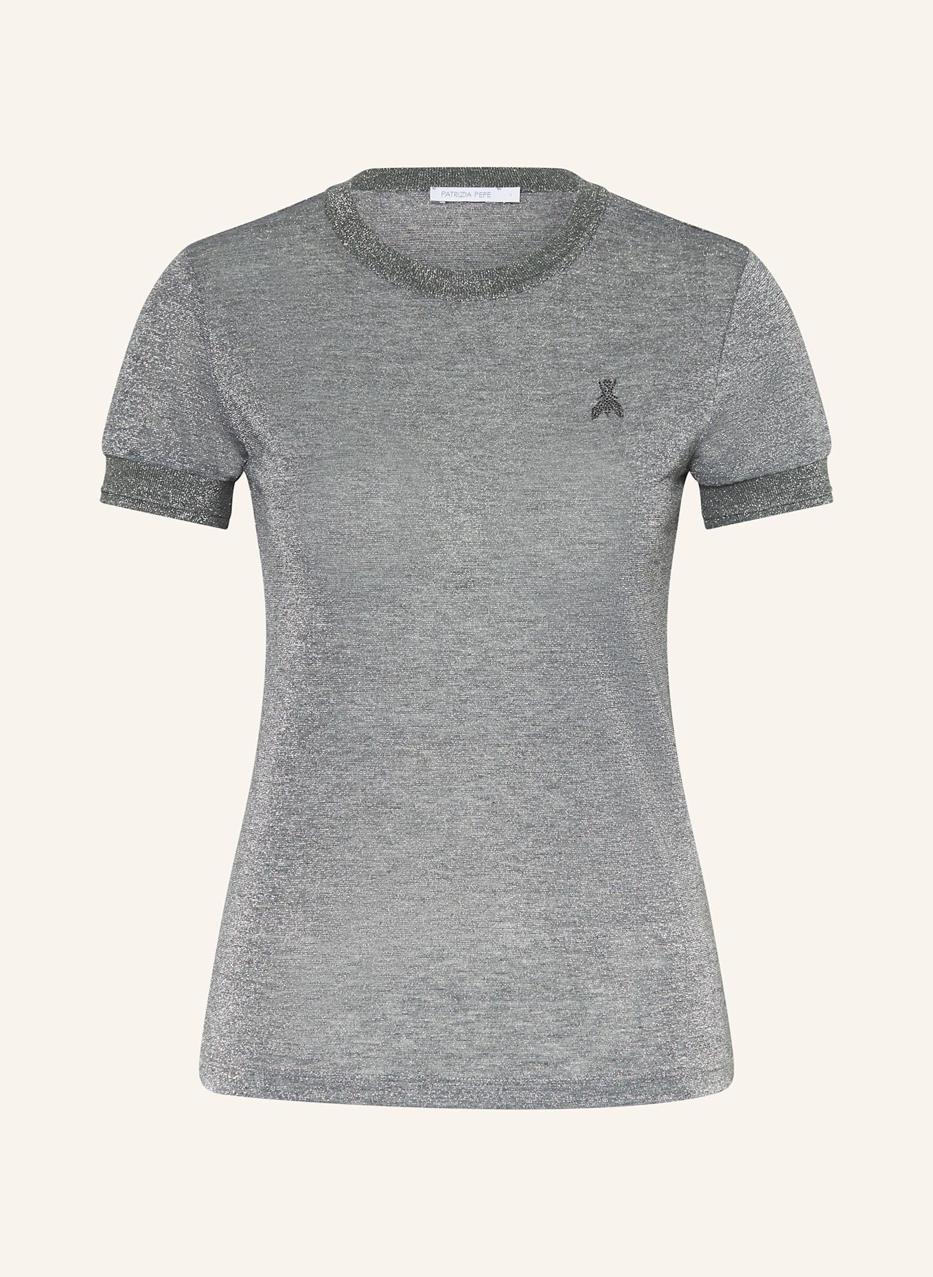 PATRIZIA PEPE Strickshirt mit Glitzergarn: GRAU / SILBER