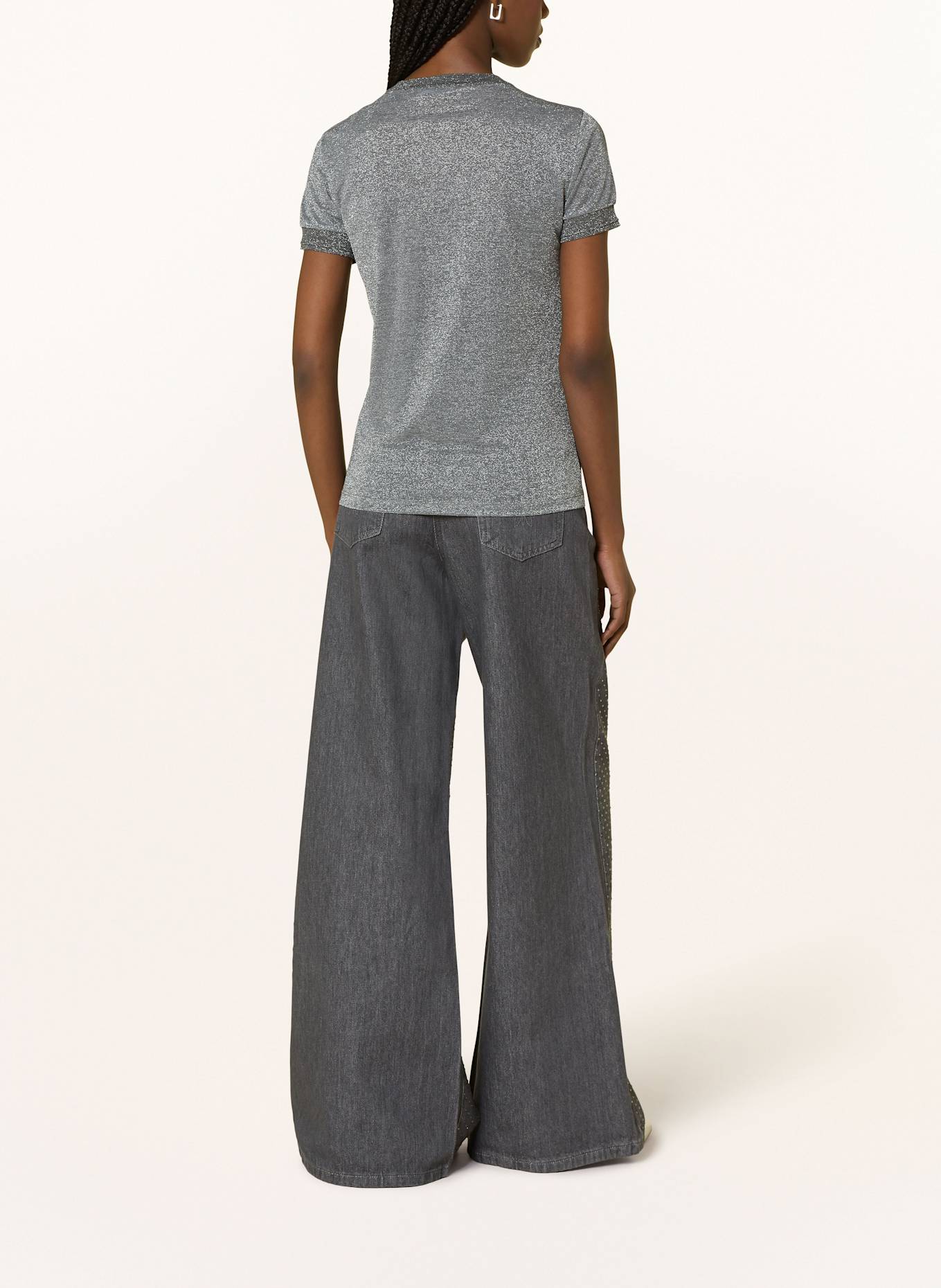 PATRIZIA PEPE Strickshirt mit Glitzergarn: GRAU / SILBER