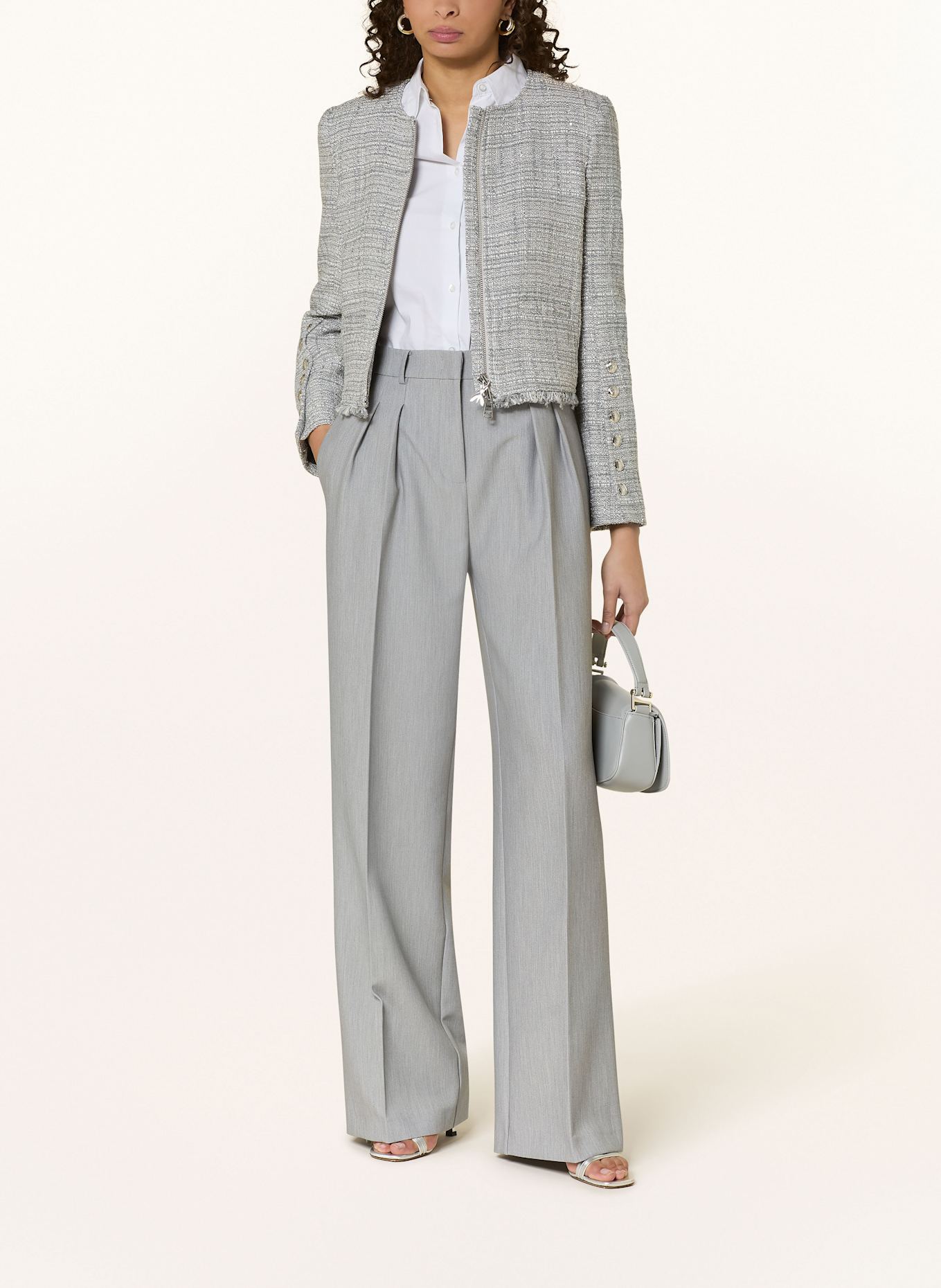 PATRIZIA PEPE Wide leg trousers: LIGHT GRAY