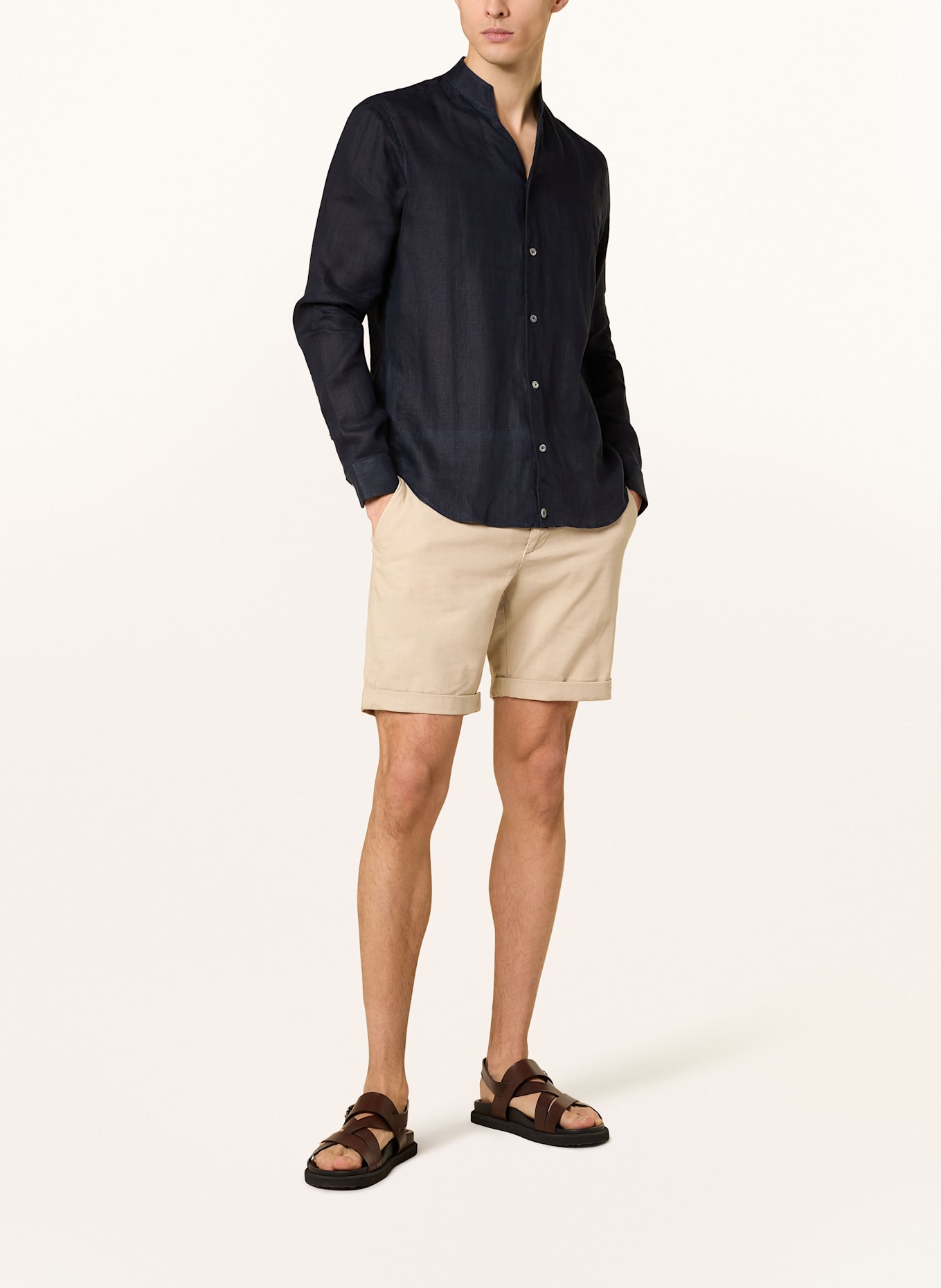 van Laack Linen shirt VL-RUDO-K Slim Fit: DARK BLUE