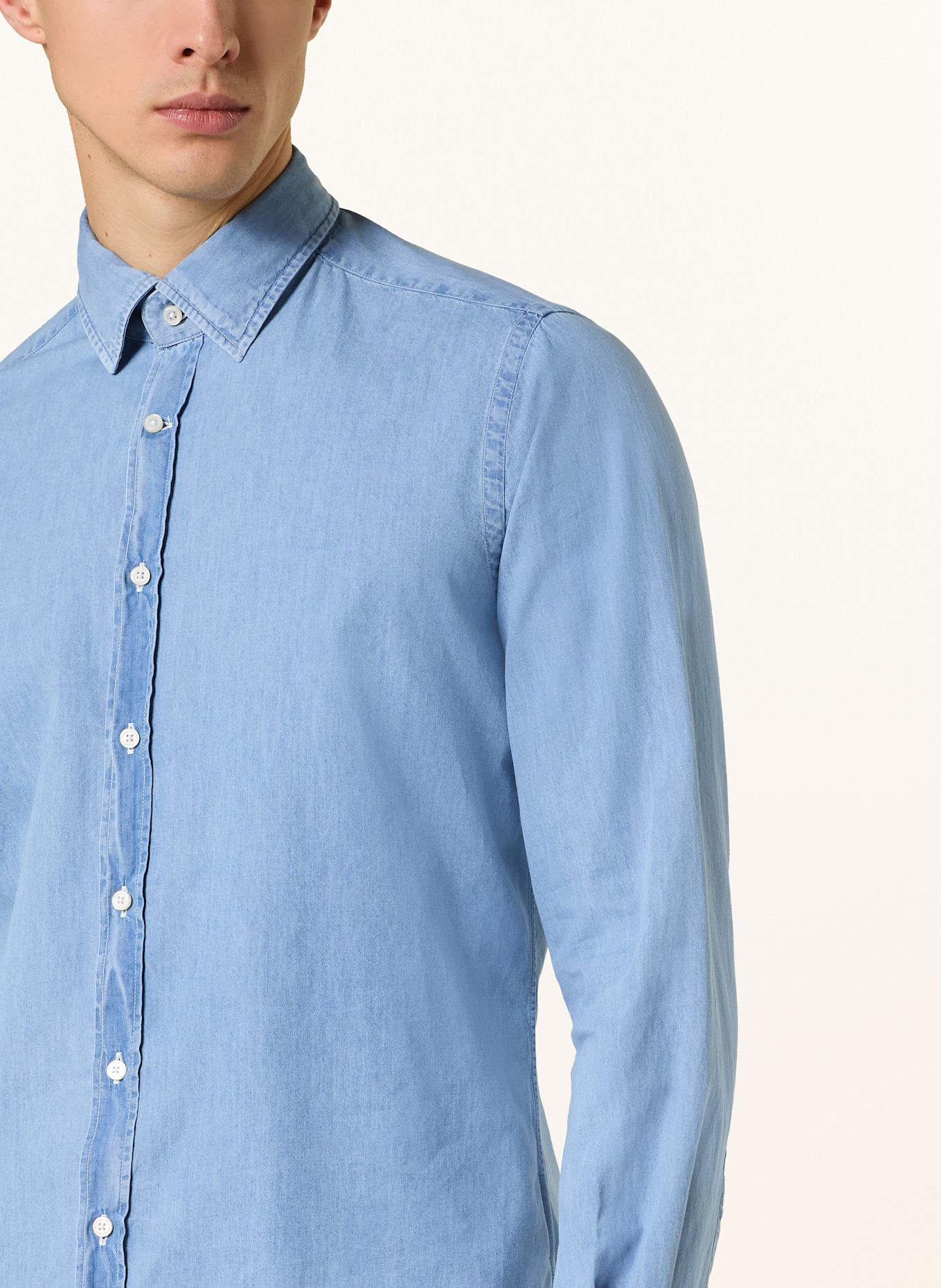 windsor. Shirt LAPO slim fit in denim look: LIGHT BLUE