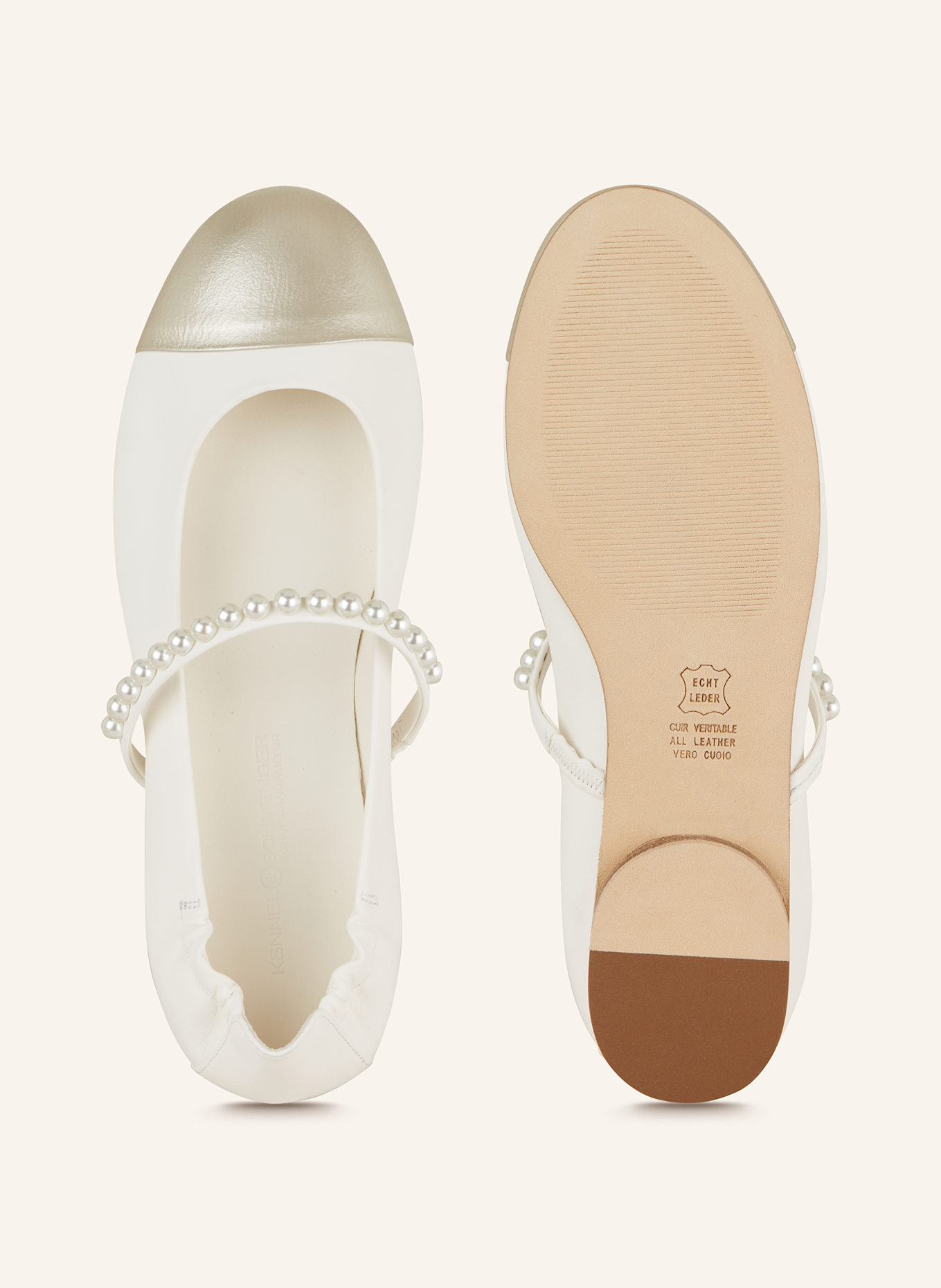 KENNEL & SCHMENGER Mary-Jane-Ballerinas BILLY: WEISS / SILBER