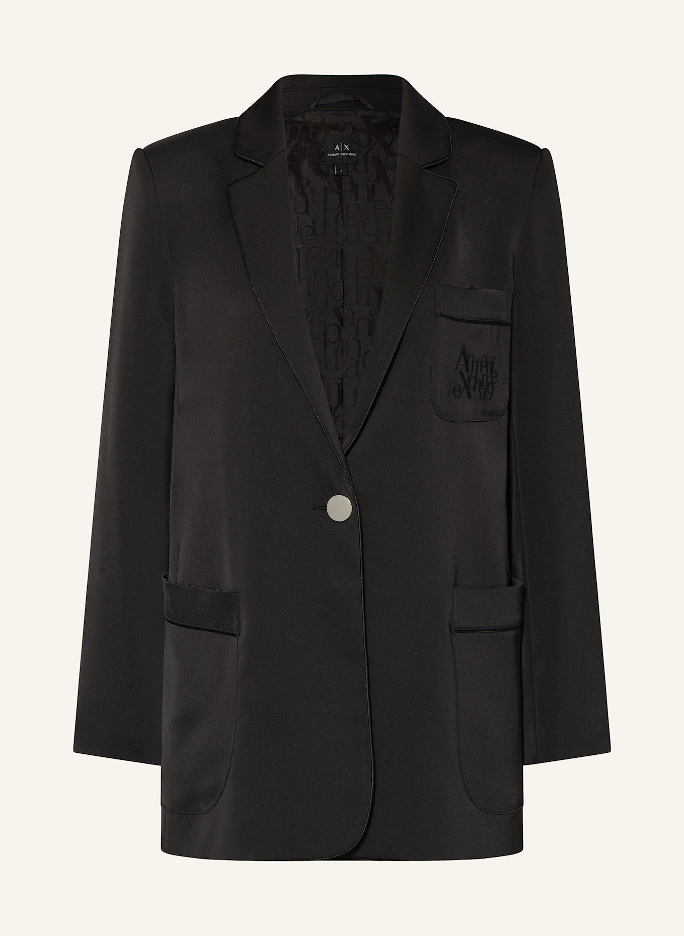 ARMANI EXCHANGE Satin blazer in black