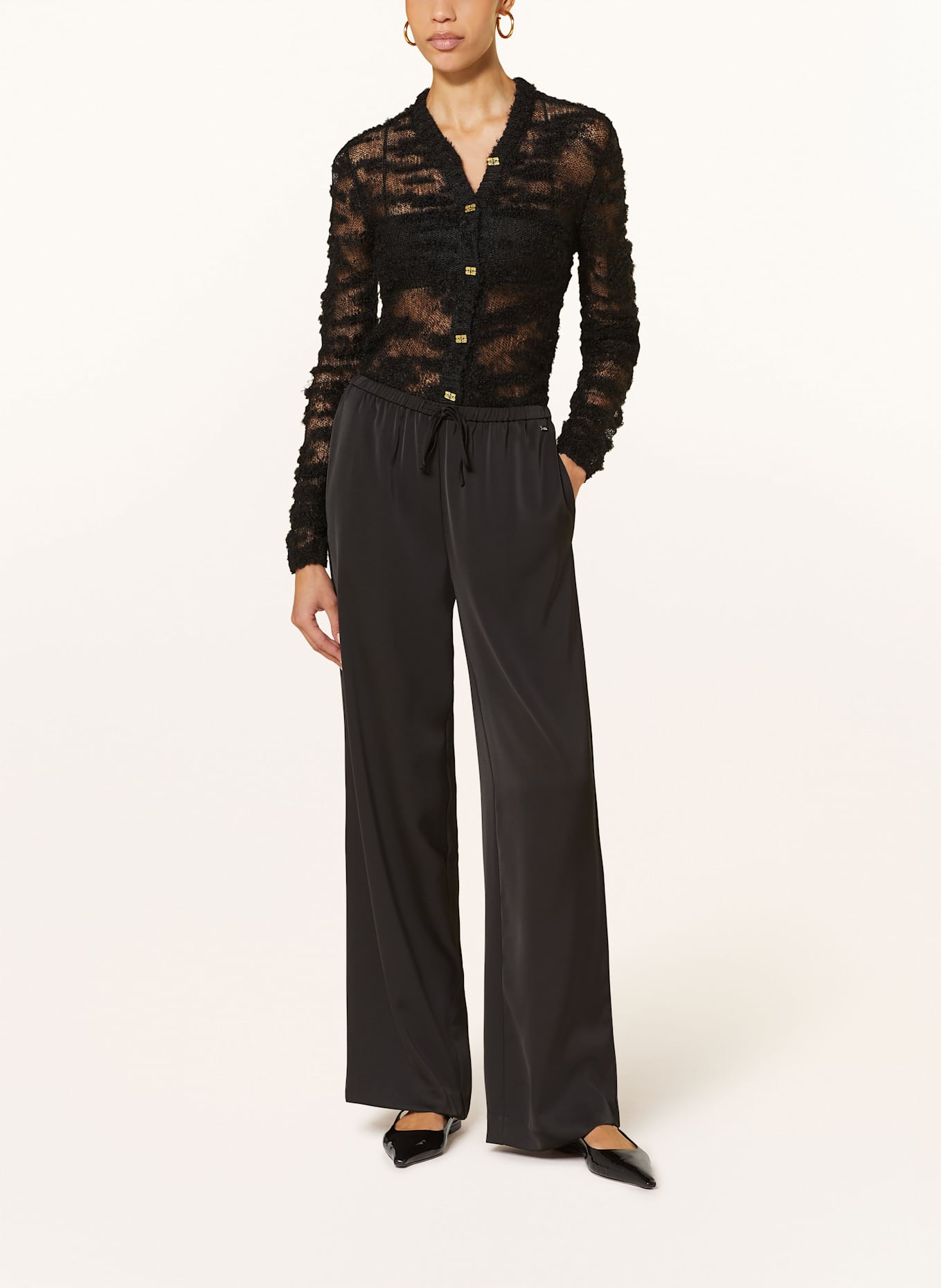 ARMANI EXCHANGE Spodnie marlena z satyny, Kolor: CZARNY (Obrazek 2)