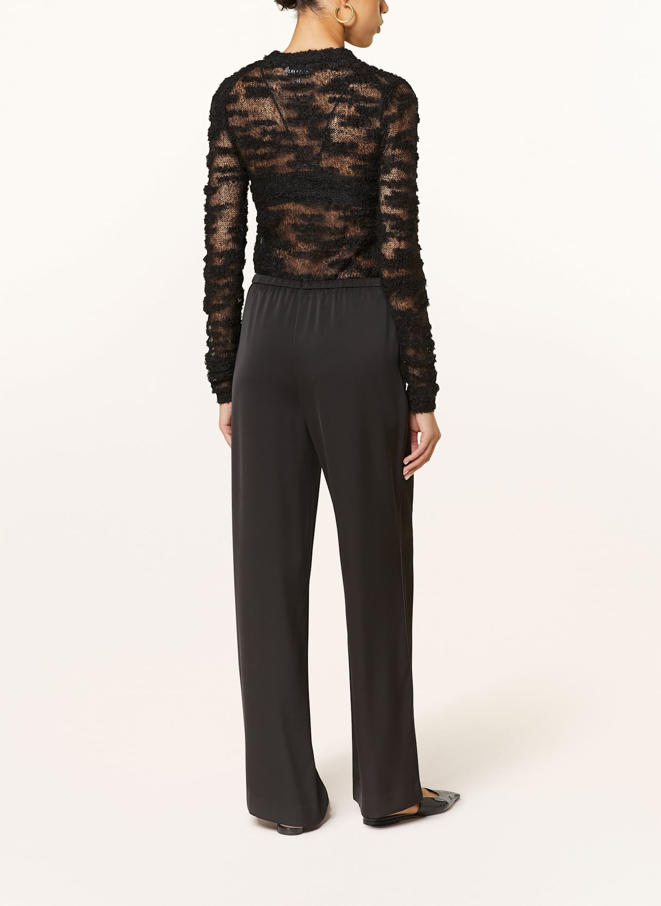 ARMANI EXCHANGE Spodnie marlena z satyny, Kolor: CZARNY (Obrazek 3)