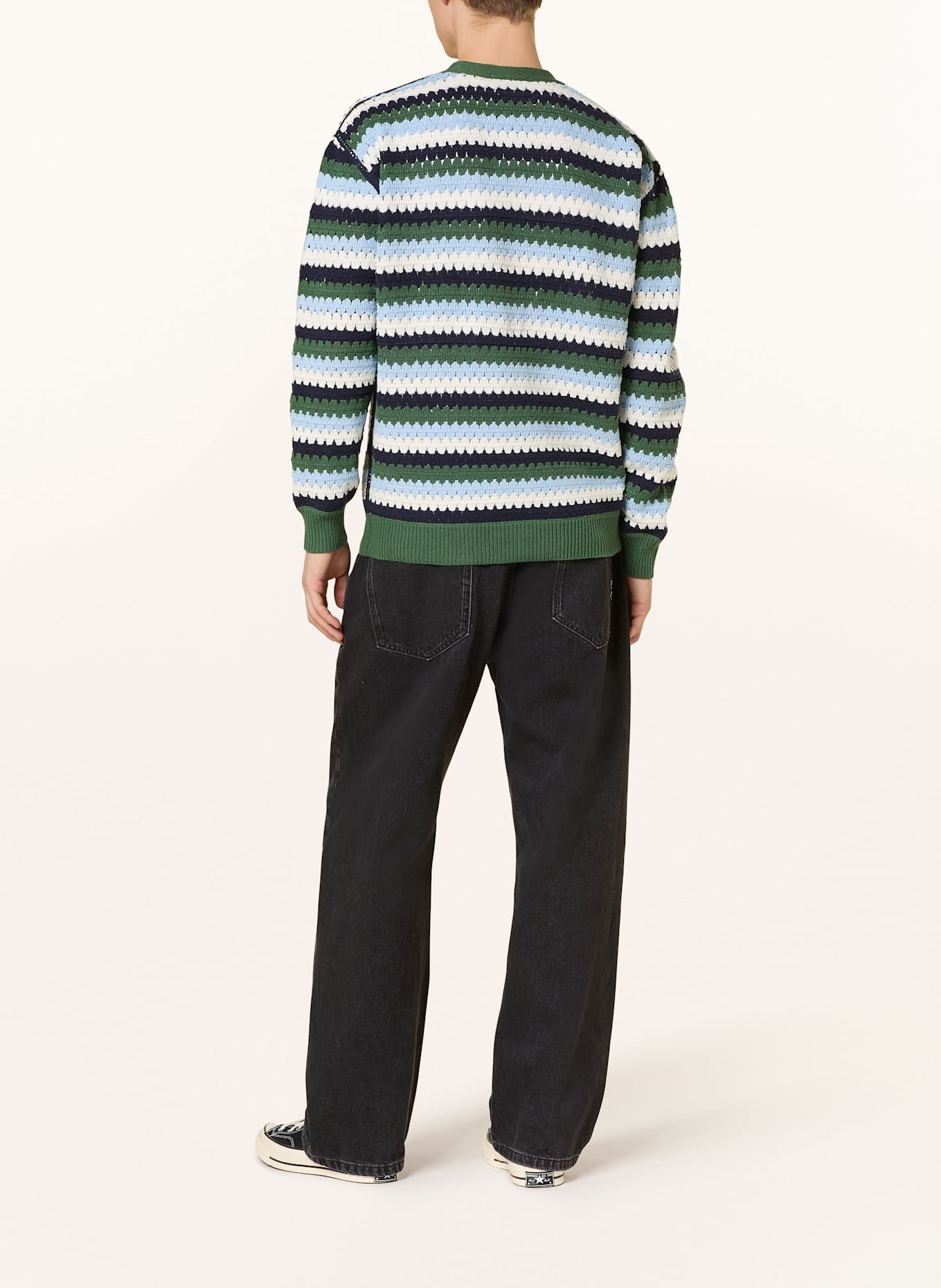 SCOTCH & SODA Strickjacke: DUNKELGRÜN/ HELLBLAU/ WEISS