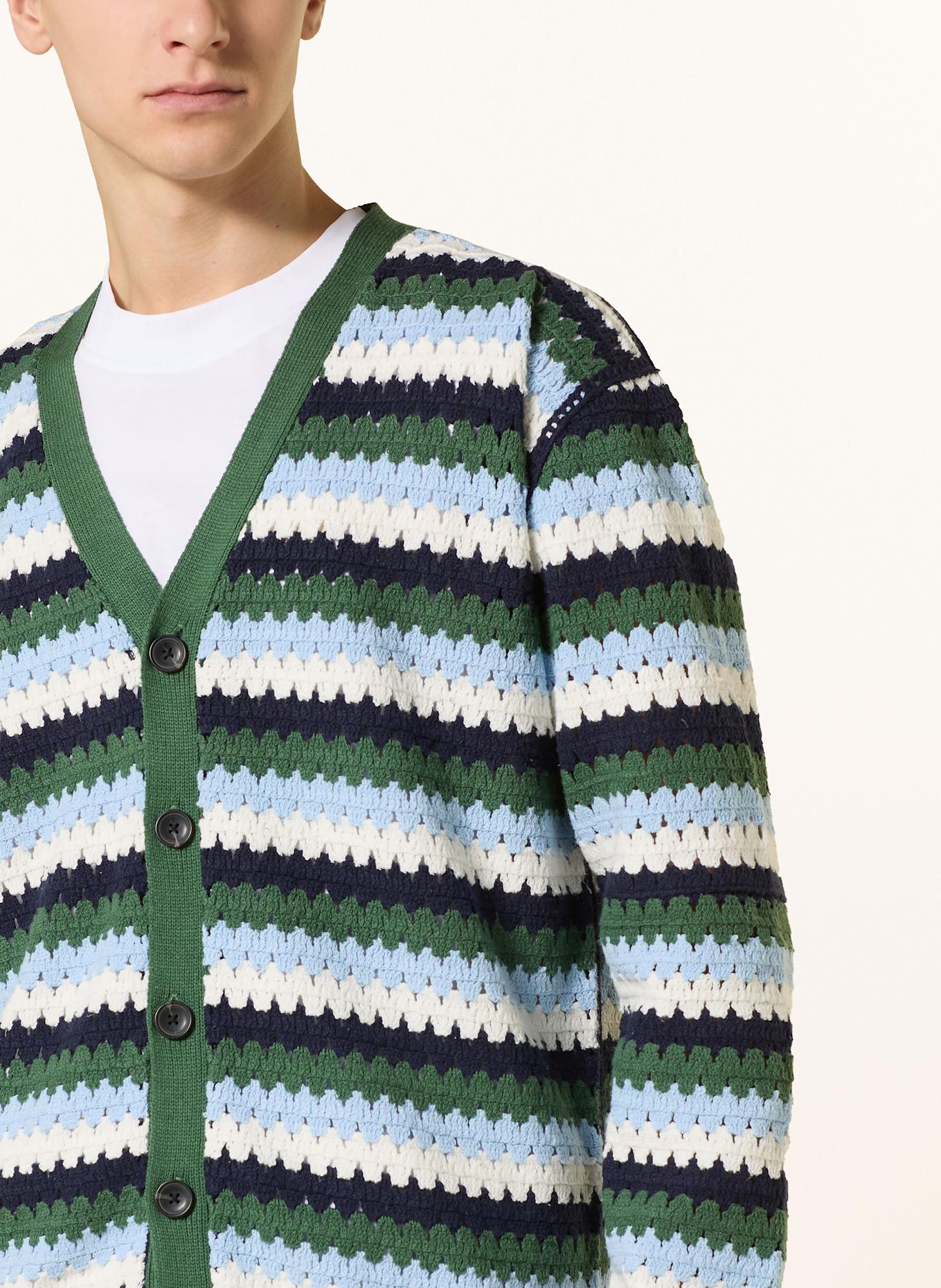 SCOTCH & SODA Strickjacke: DUNKELGRÜN/ HELLBLAU/ WEISS