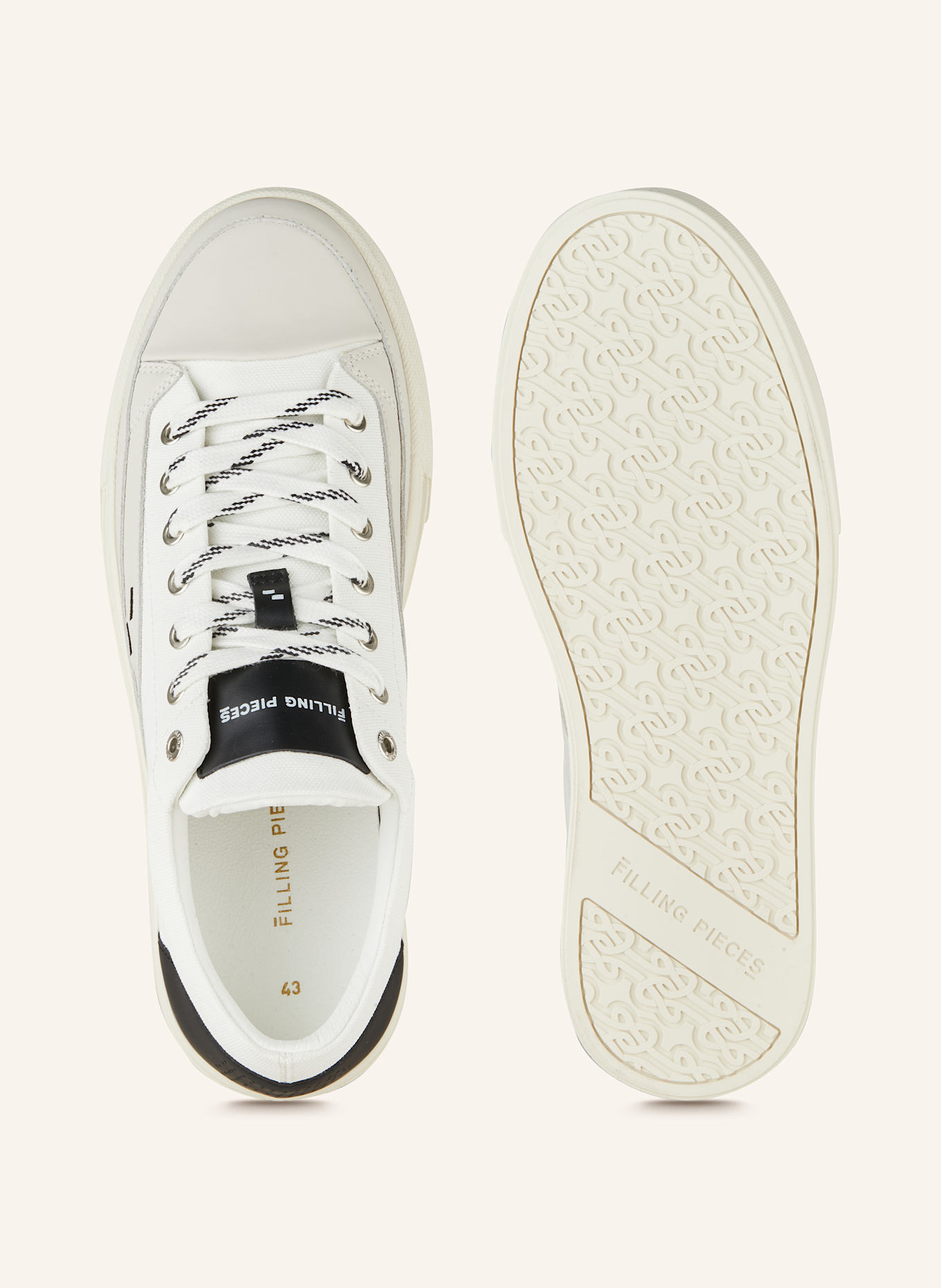 FILLING PIECES Sneaker RIVIERA LOW: WEISS/ HELLGRAU/ SCHWARZ