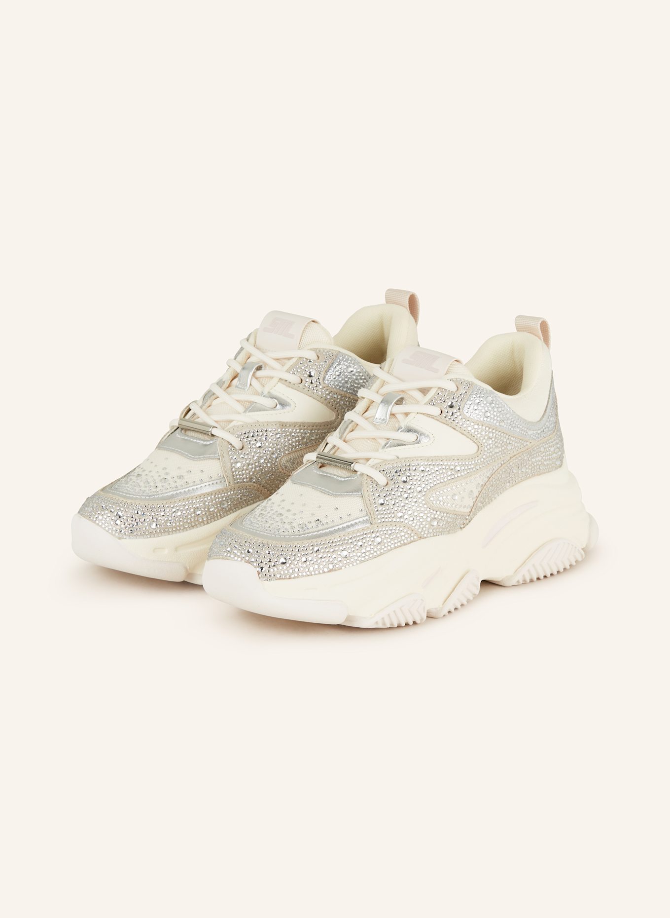 STEVE MADDEN Sneaker PRIVY mit Schmucksteinen: ECRU/ GRAU
