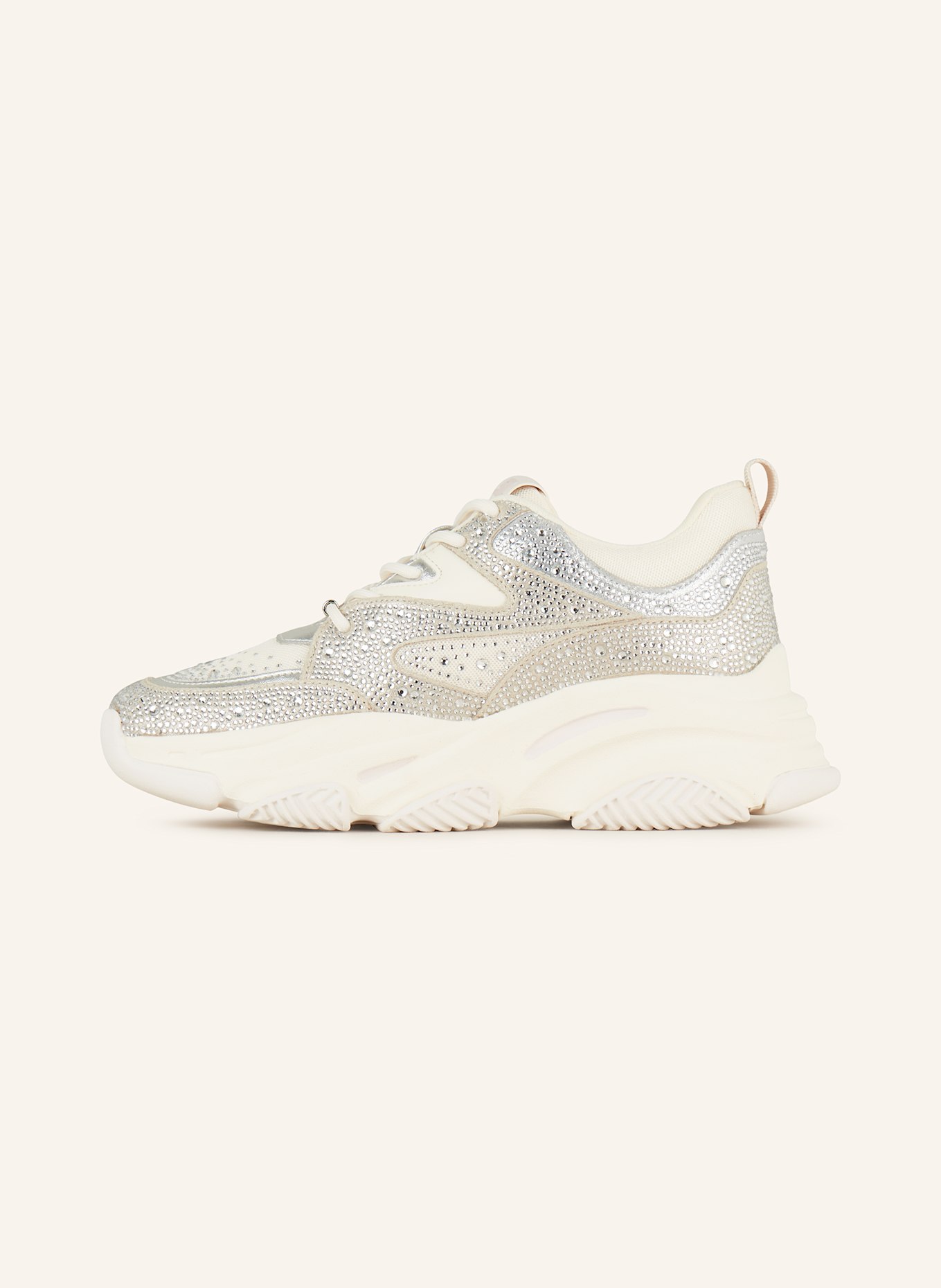 STEVE MADDEN Sneaker PRIVY mit Schmucksteinen: ECRU/ GRAU