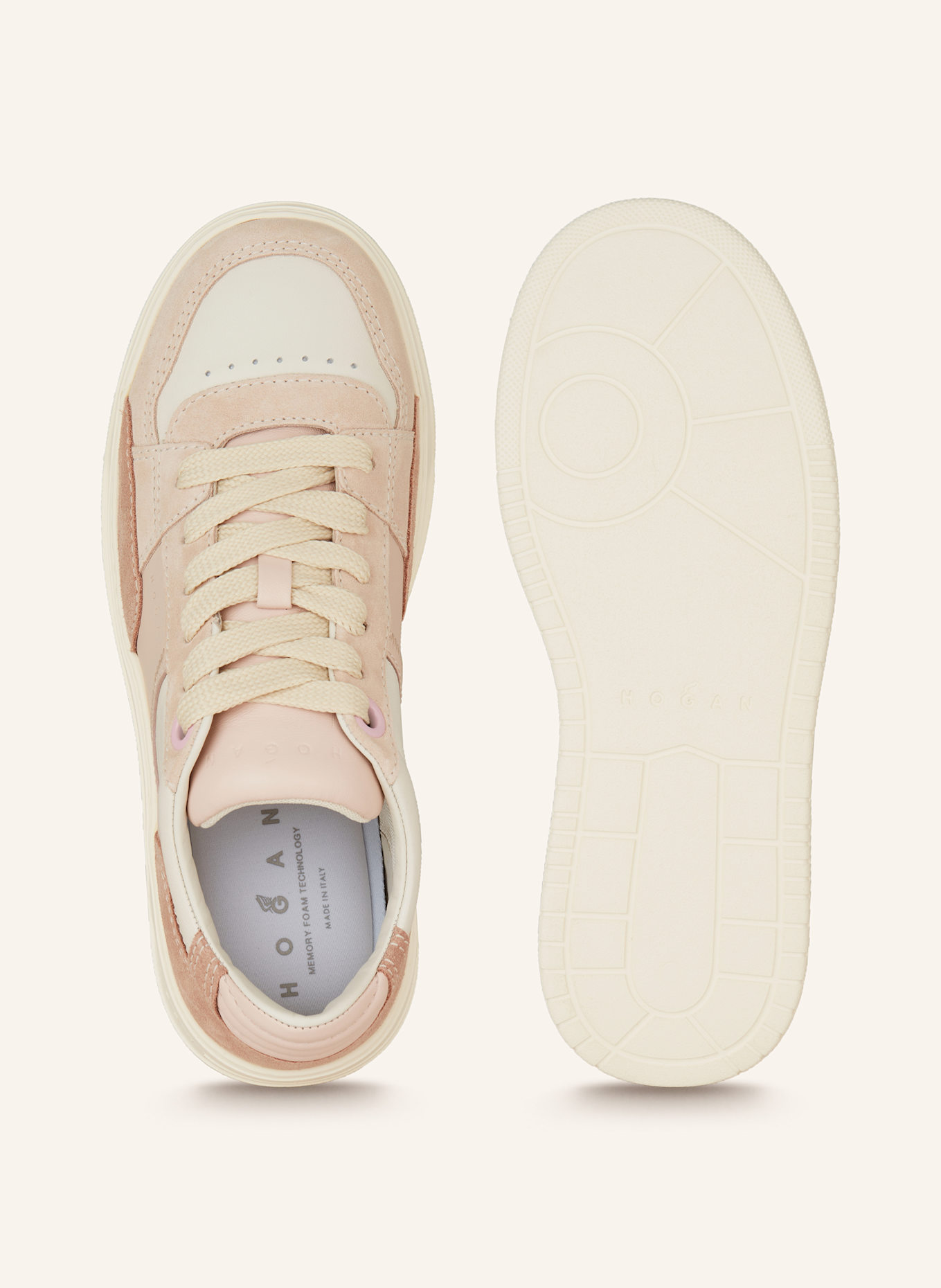 HOGAN Sneaker H667 ALLACCIATO: ROSA/ CREME/ ROSÉ