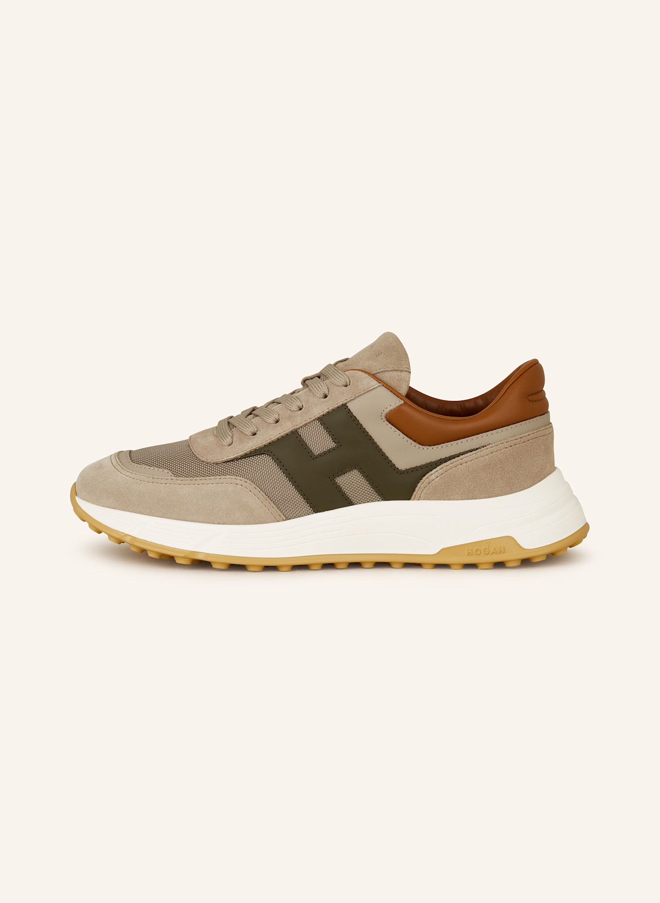 HOGAN Sneakersy ALLAC NUOVA: BEŻOWY/ KHAKI/ BRĄZOWY