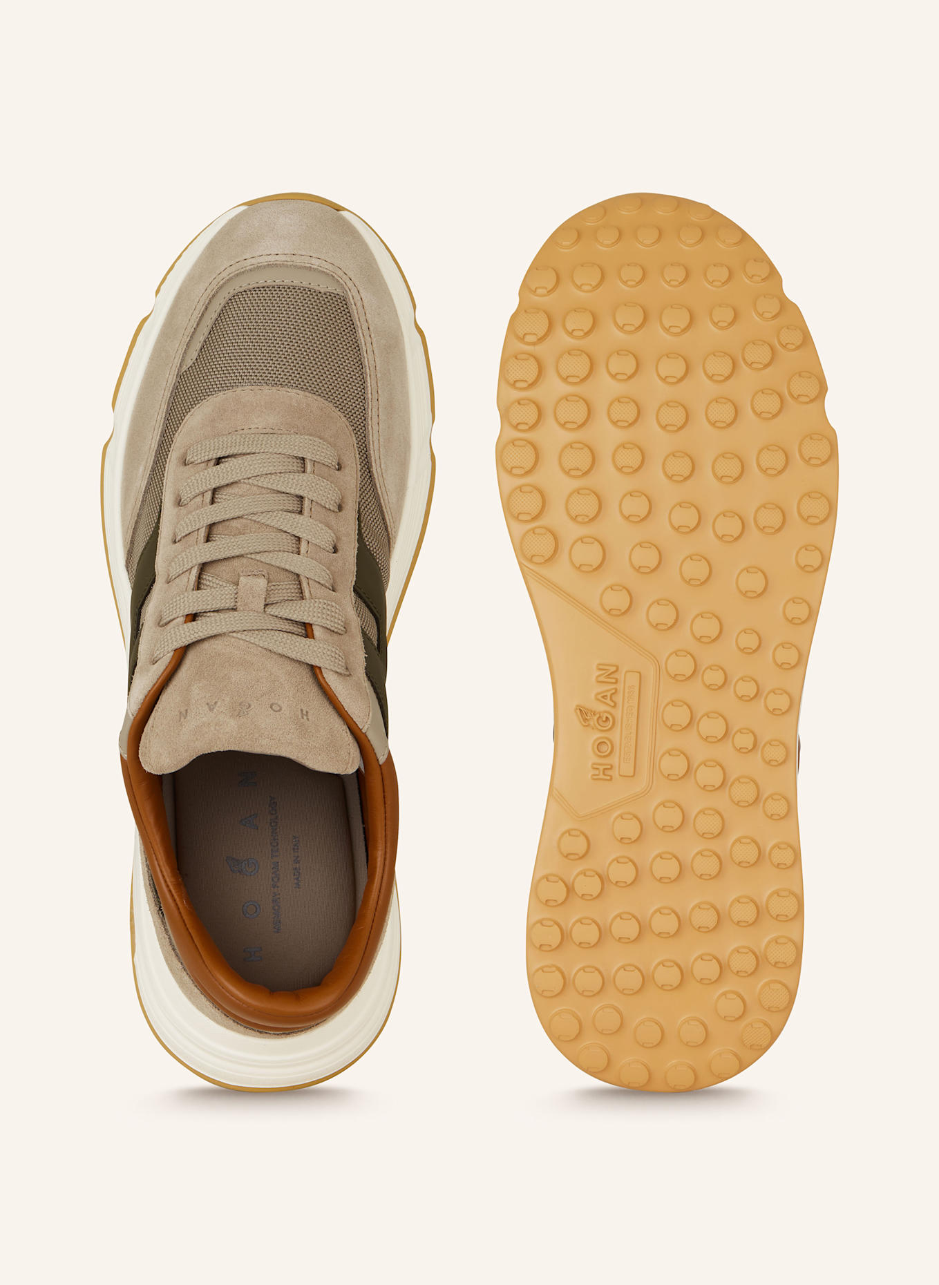 HOGAN Sneakersy ALLAC NUOVA: BEŻOWY/ KHAKI/ BRĄZOWY